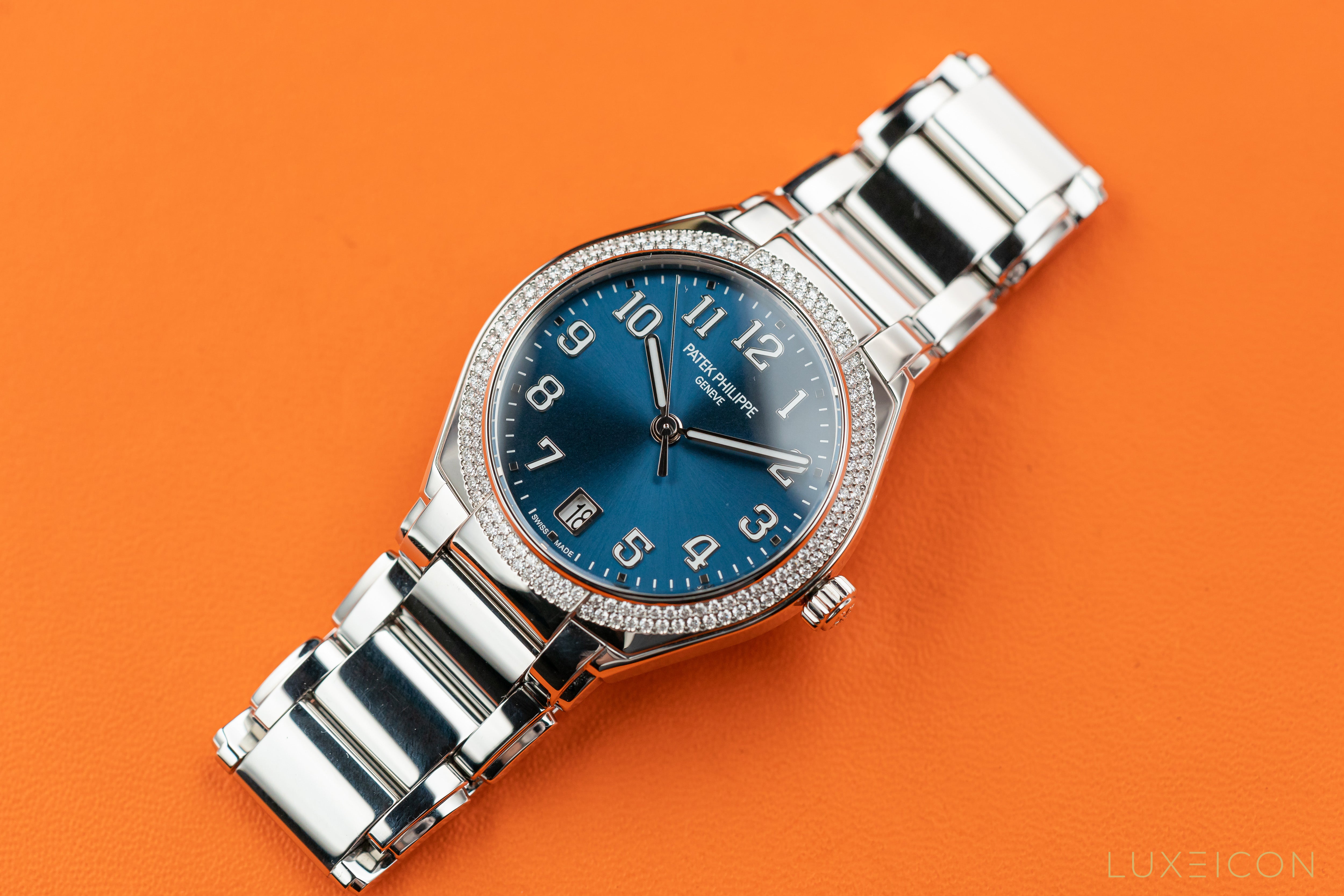 Patek Philippe Twenty~4 36mm Blue Sunburst Dial Diamond Bezel 7300/1200A-001