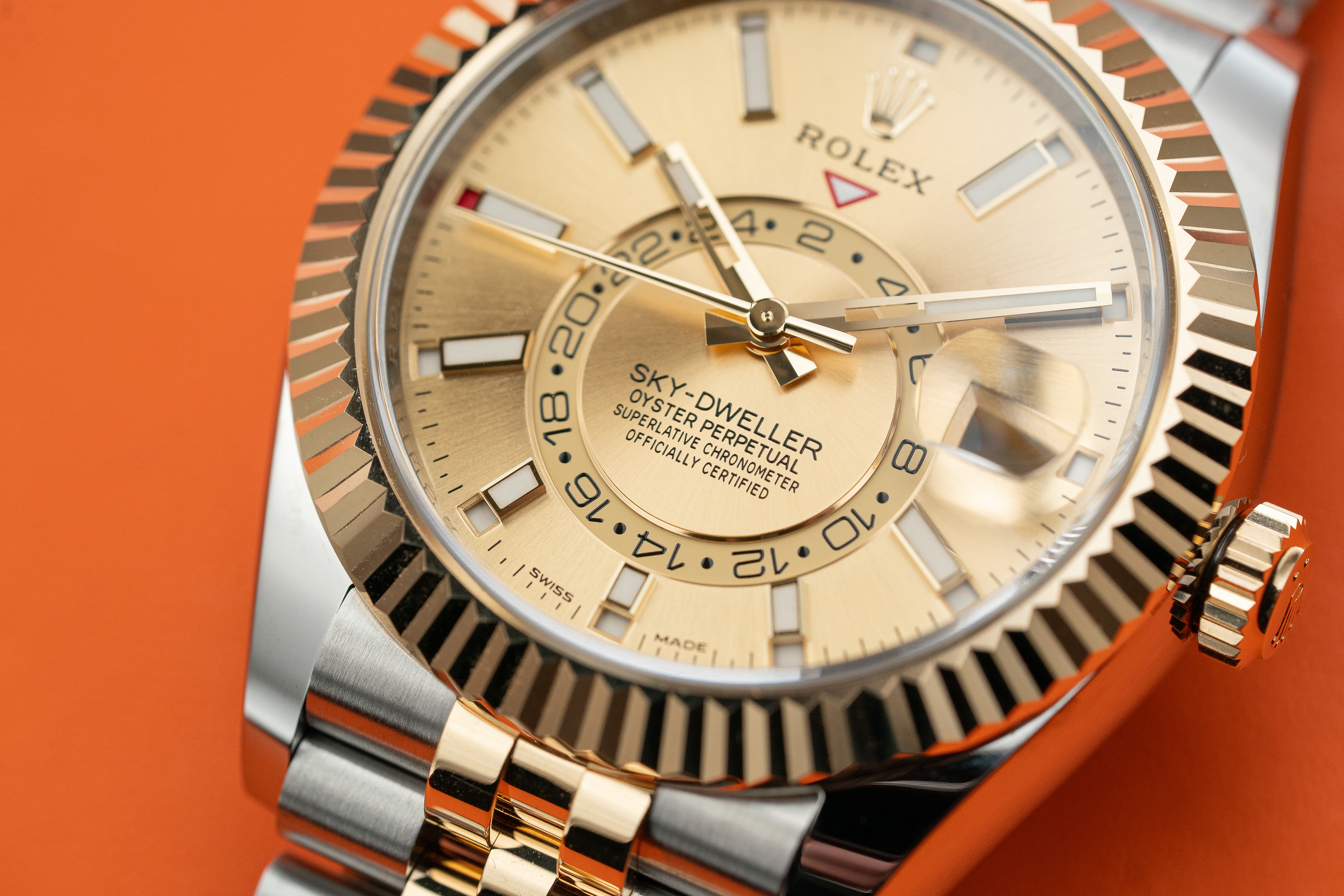 Rolex Sky-Dweller Two-Tone Stainless Steel Yellow Gold Champagne Dial Jubilee 326933