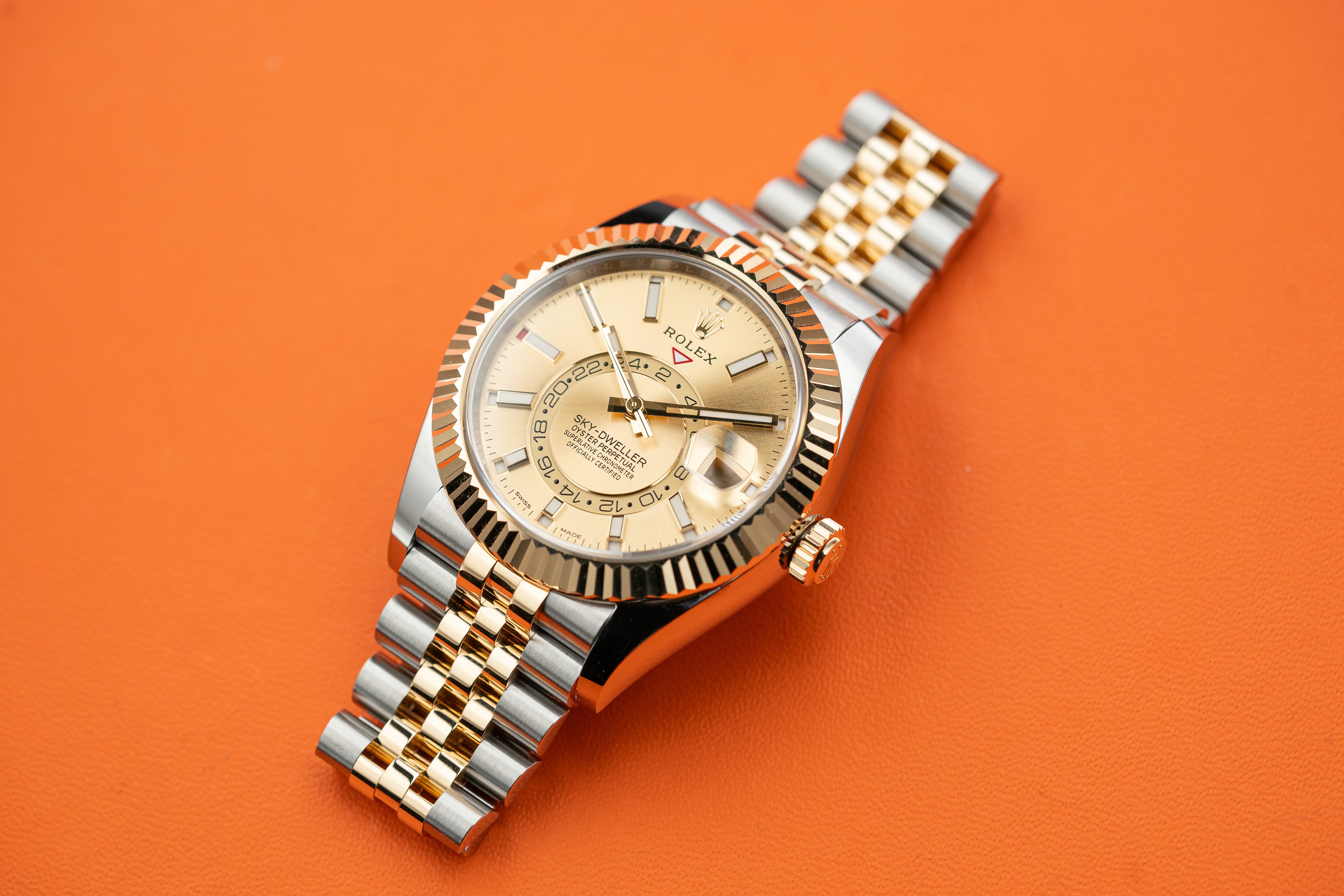 Rolex Sky-Dweller Two-Tone Stainless Steel Yellow Gold Champagne Dial Jubilee 326933