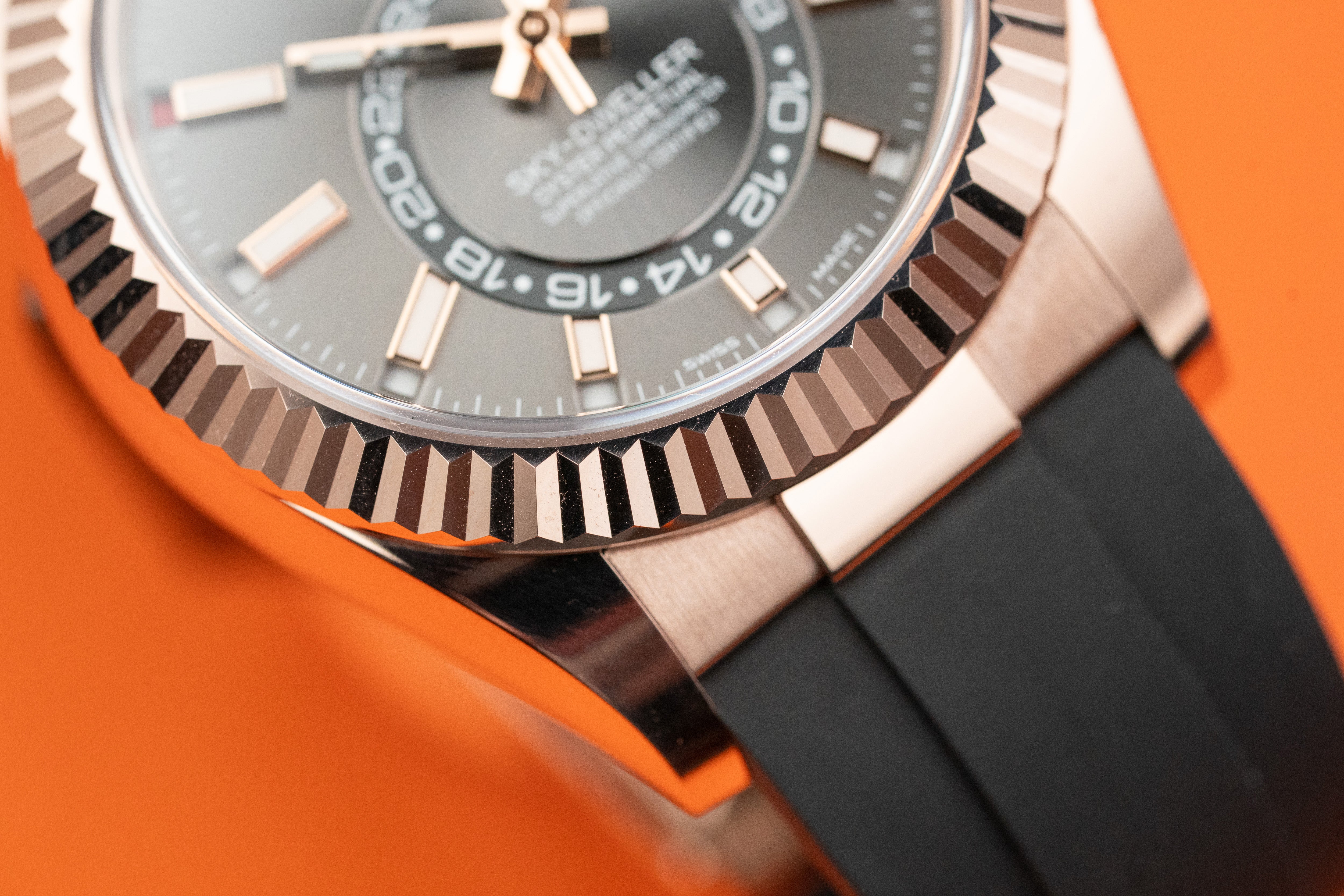 Rolex Sky-Dweller Rose Gold 42mm Rhodium Dial Oysterflex 326235