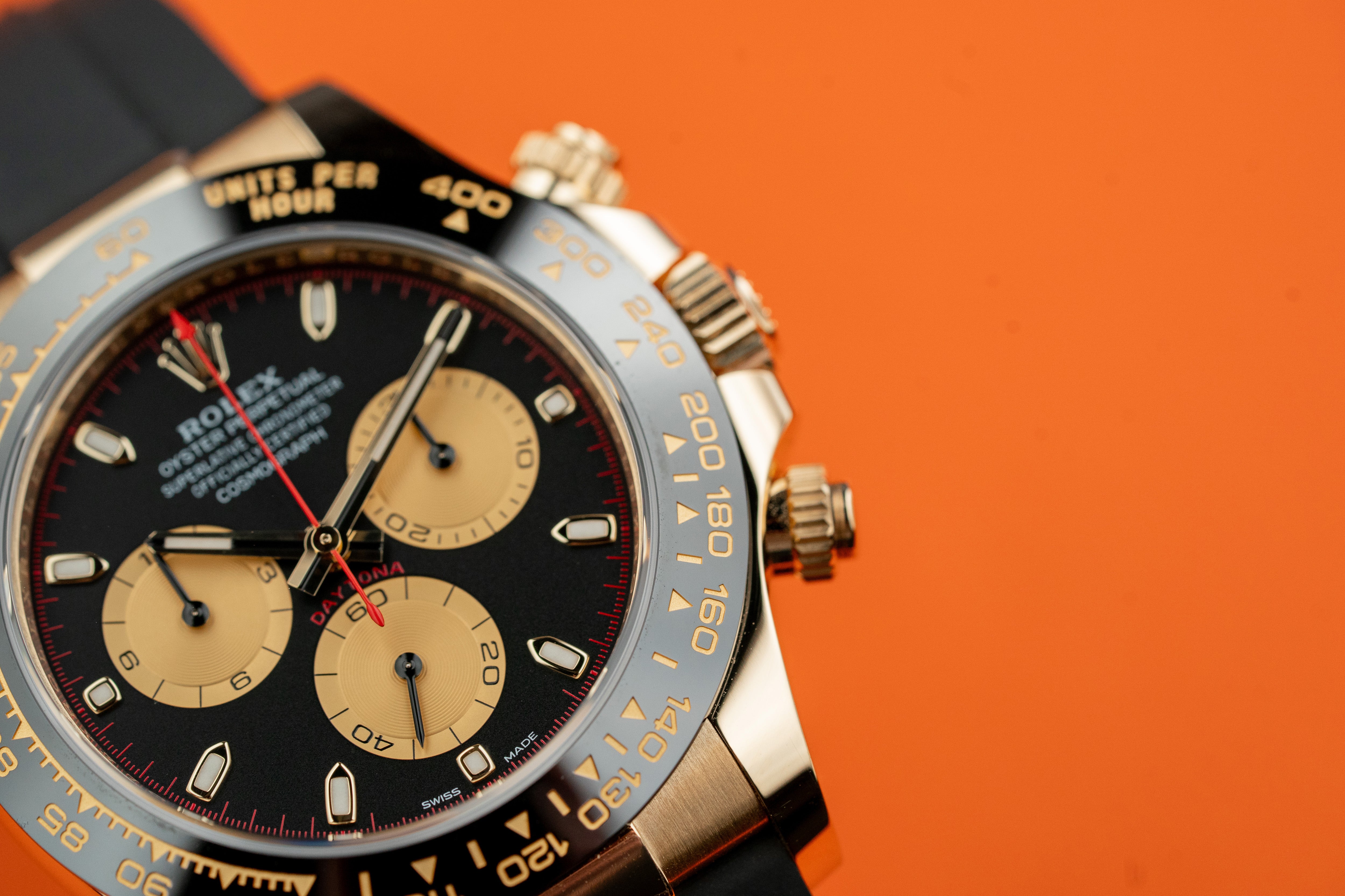 Rolex Cosmograph Daytona 40mm 116518 Yellow Gold Paul Newman Index Dial Oysterflex