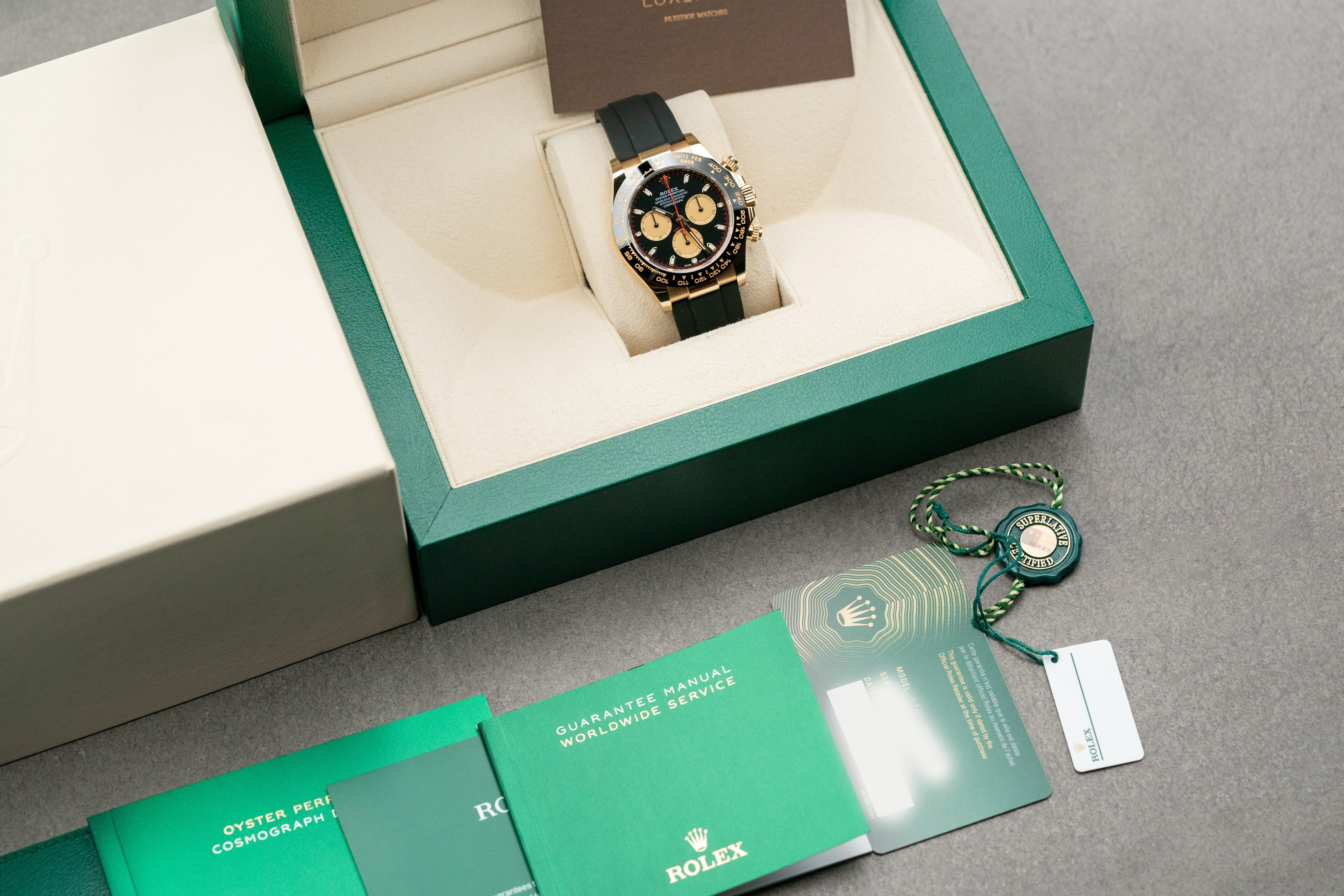 Rolex Cosmograph Daytona 40mm 116518 Yellow Gold Paul Newman Index Dial Oysterflex