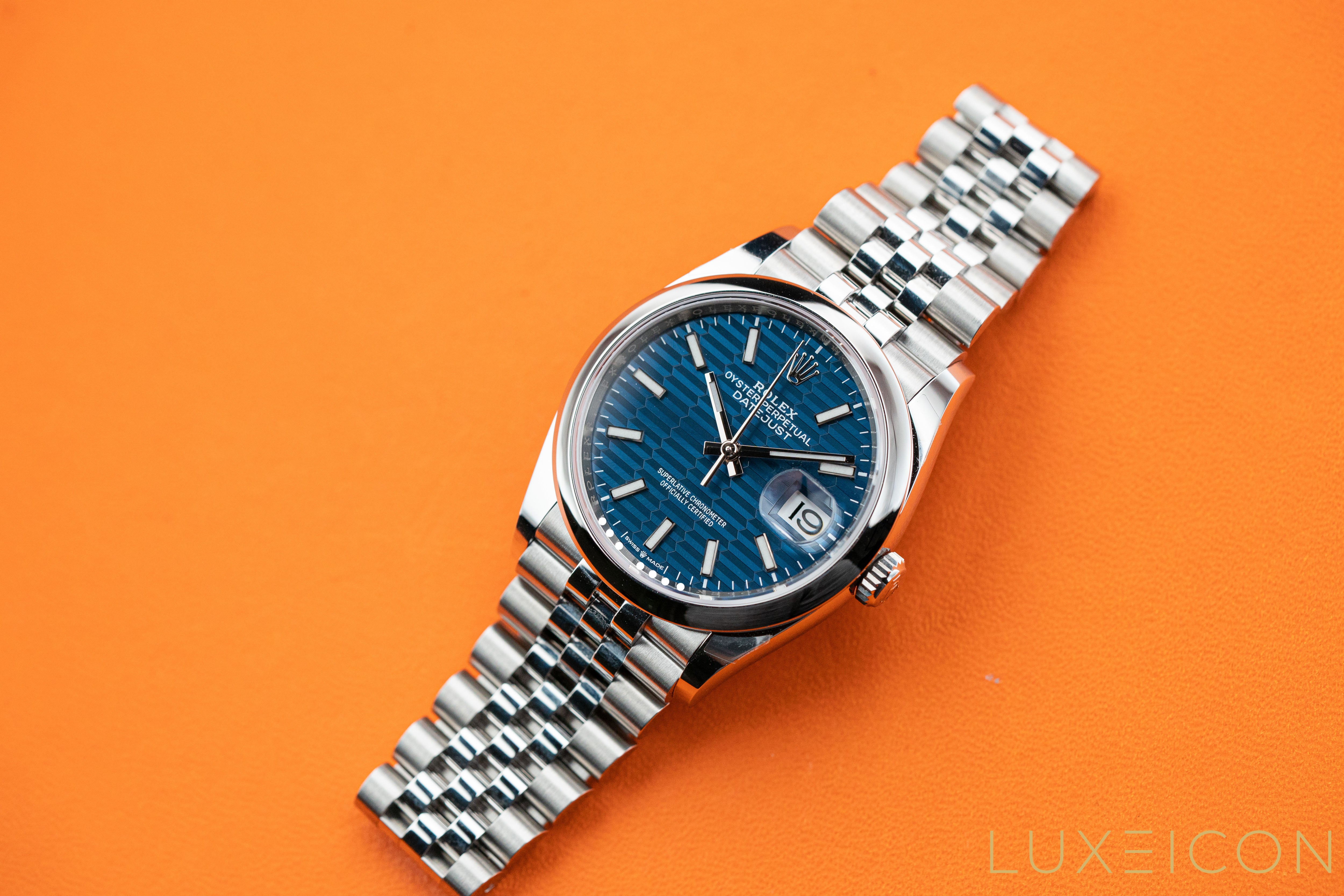 Rolex Datejust 36mm 126200 Blue Motif Smooth Bezel Jubilee 2023