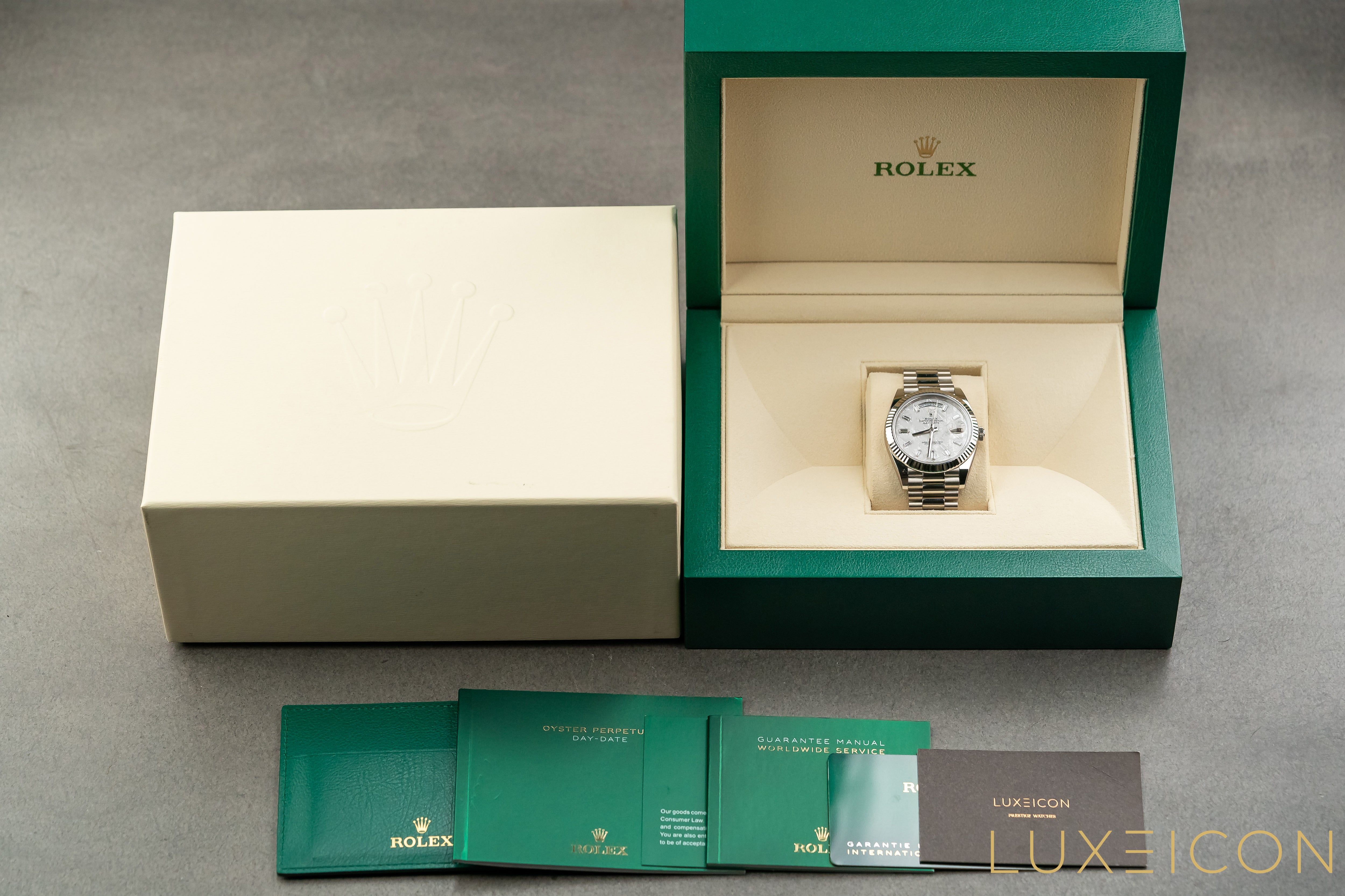 Rolex Day-Date 40 40mm White Gold Meteorite Diamond Dial 228239