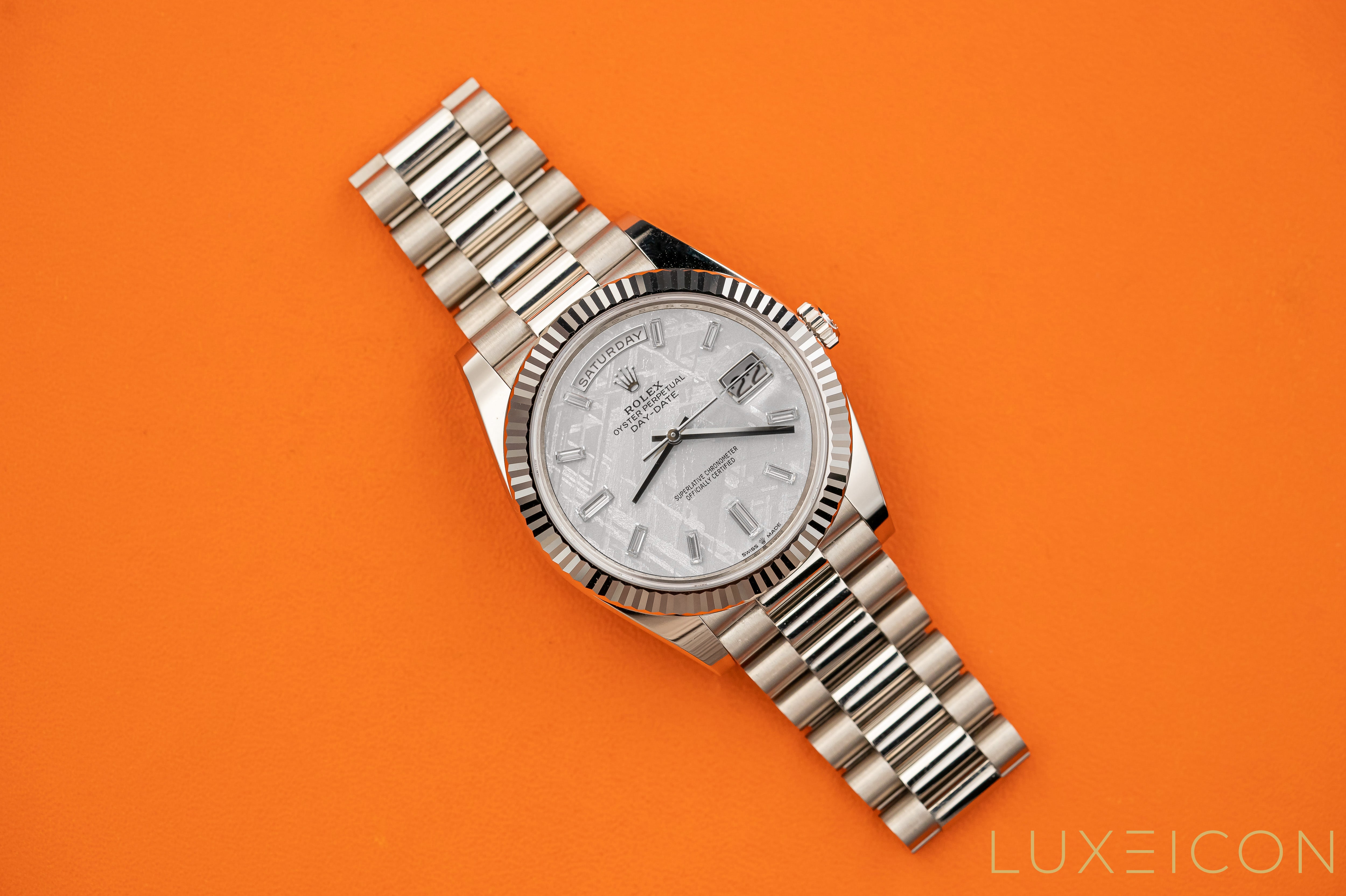 Rolex Day-Date 40 40mm White Gold Meteorite Diamond Dial 228239 2023