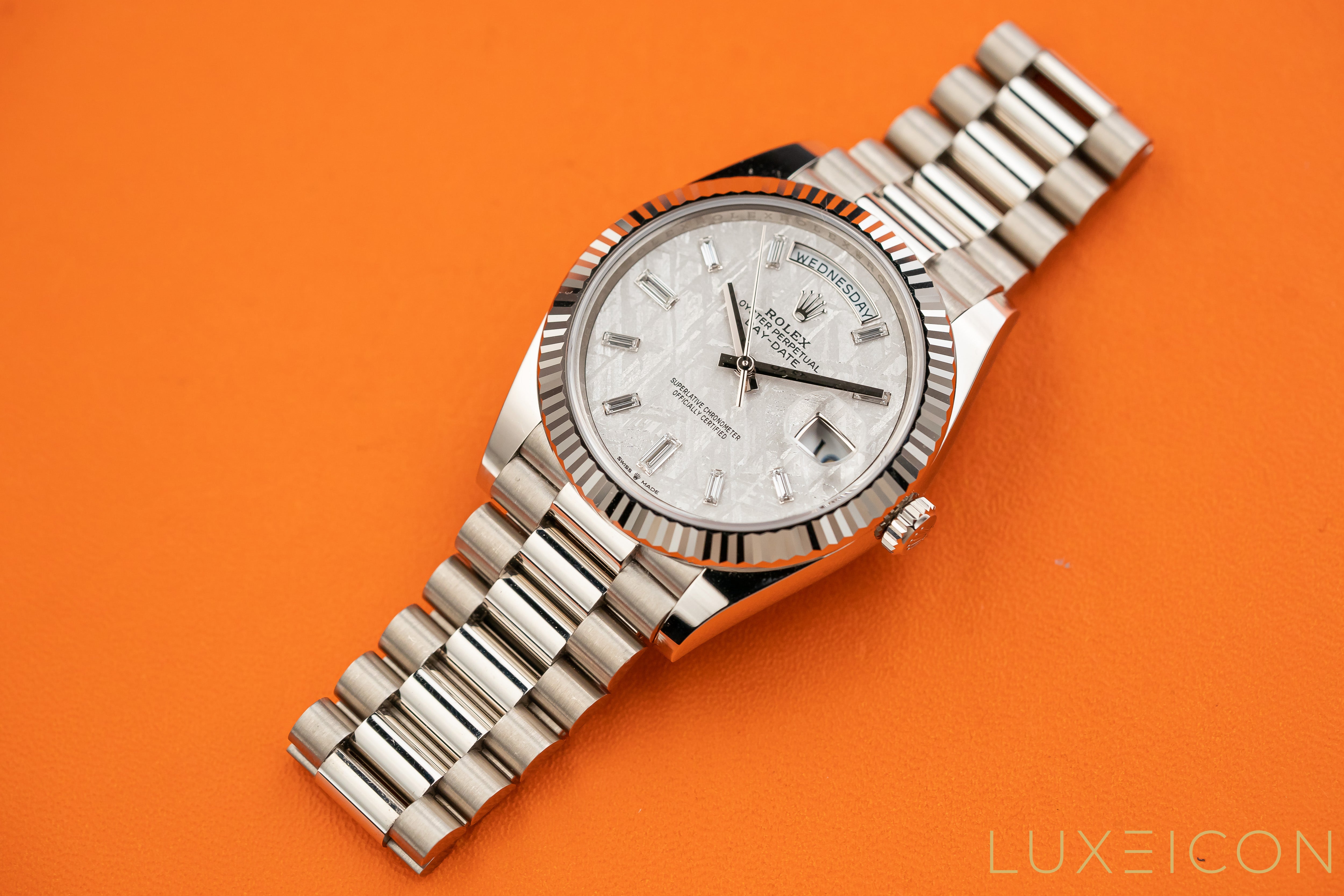 Rolex Day-Date 40 40mm White Gold Meteorite Diamond Dial 228239