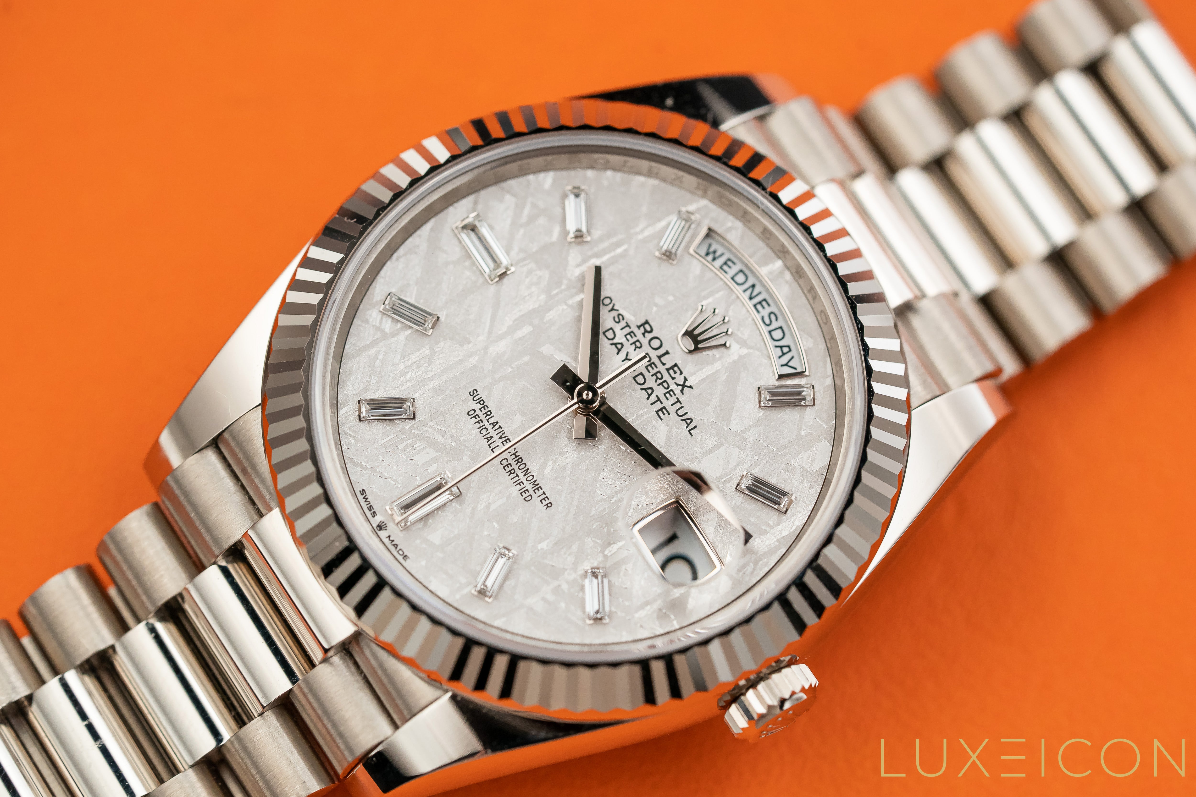 Rolex Day-Date 40 40mm White Gold Meteorite Diamond Dial 228239