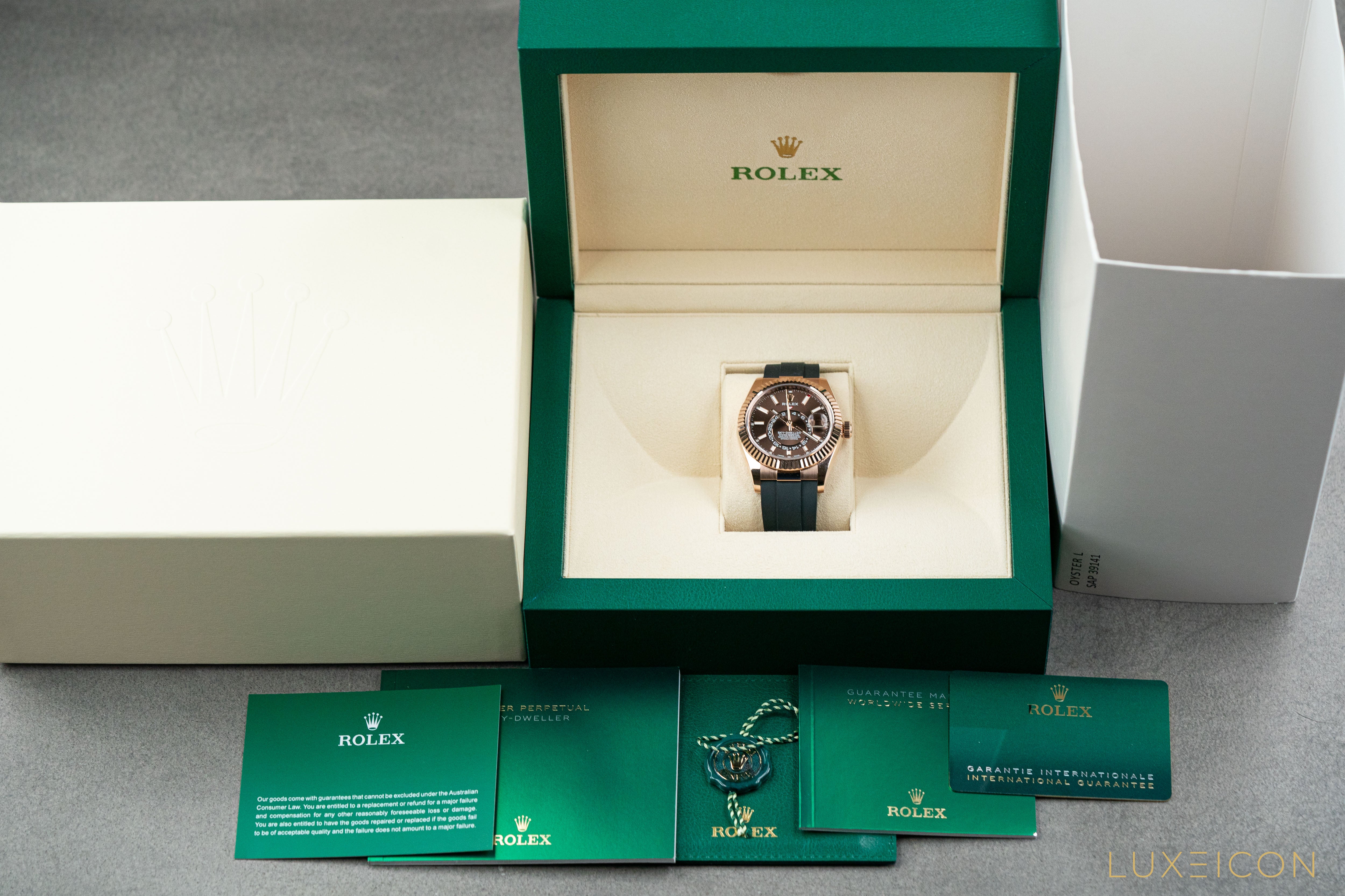 Rolex Sky Dweller Rose Gold Chocolate Dial with Rubber Strap 42mm