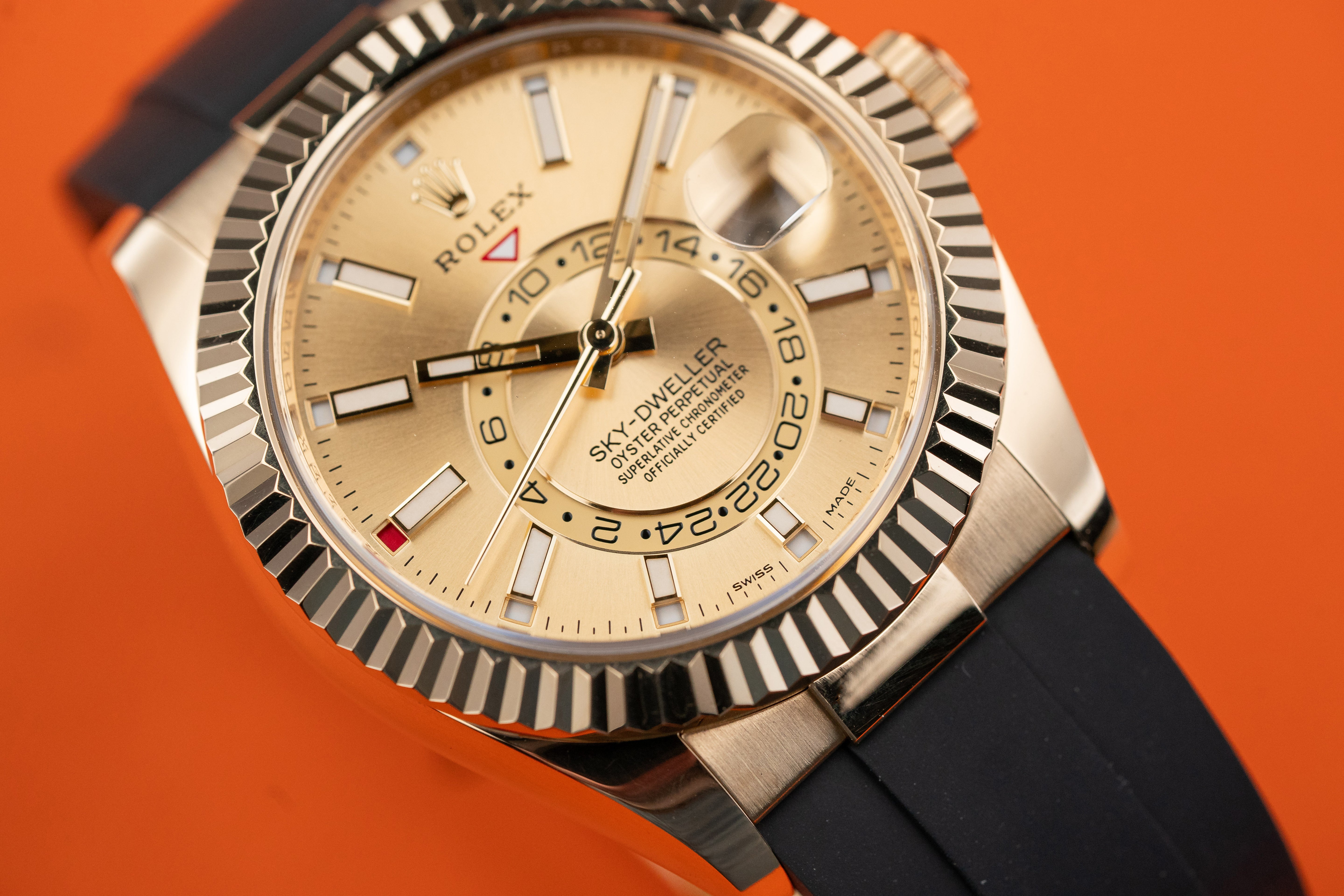 Rolex Sky-Dweller Yellow Gold 42mm Champagne Dial Oysterflex 326238