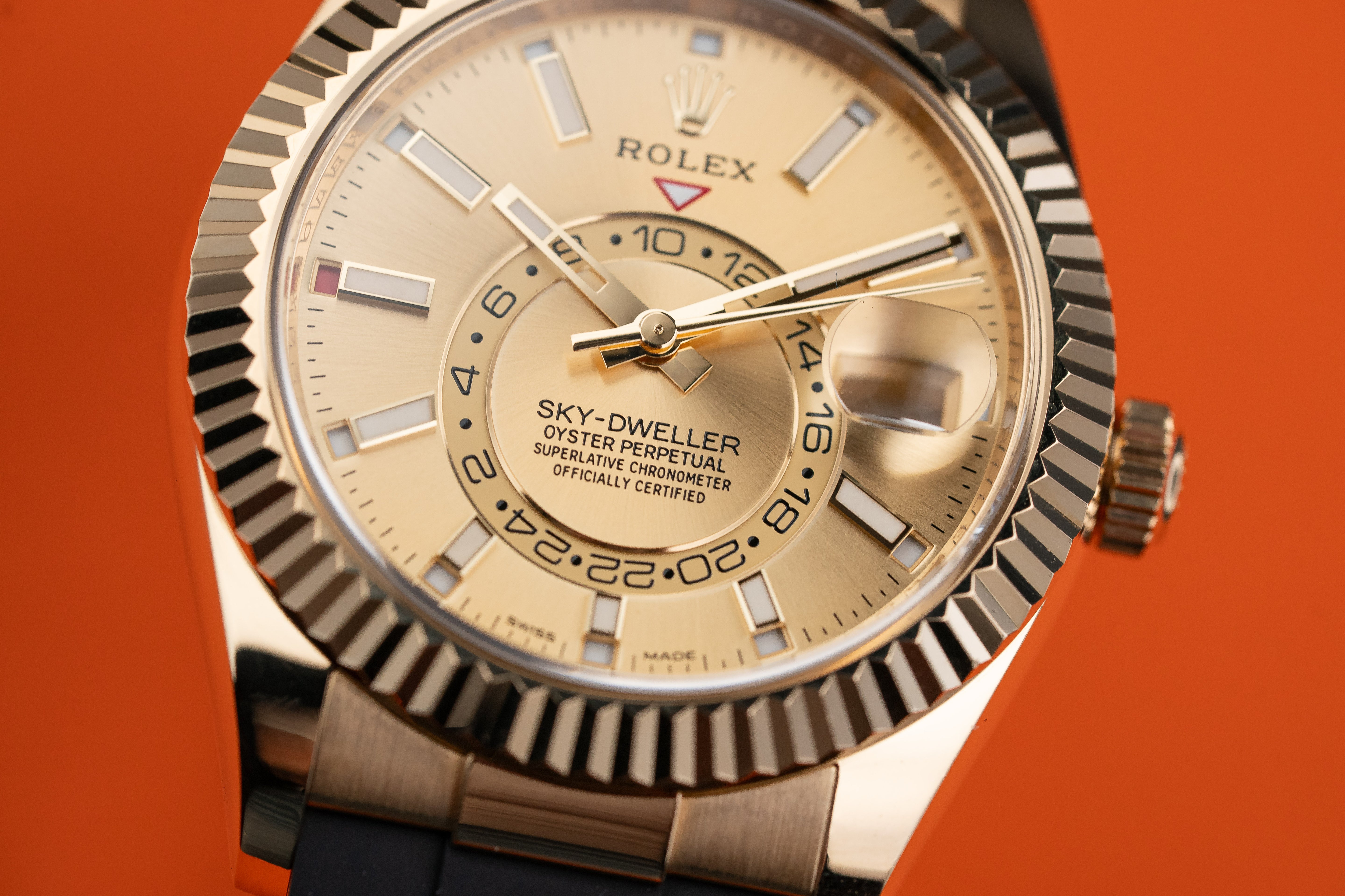 Rolex Sky-Dweller Yellow Gold 42mm Champagne Dial Oysterflex 326238