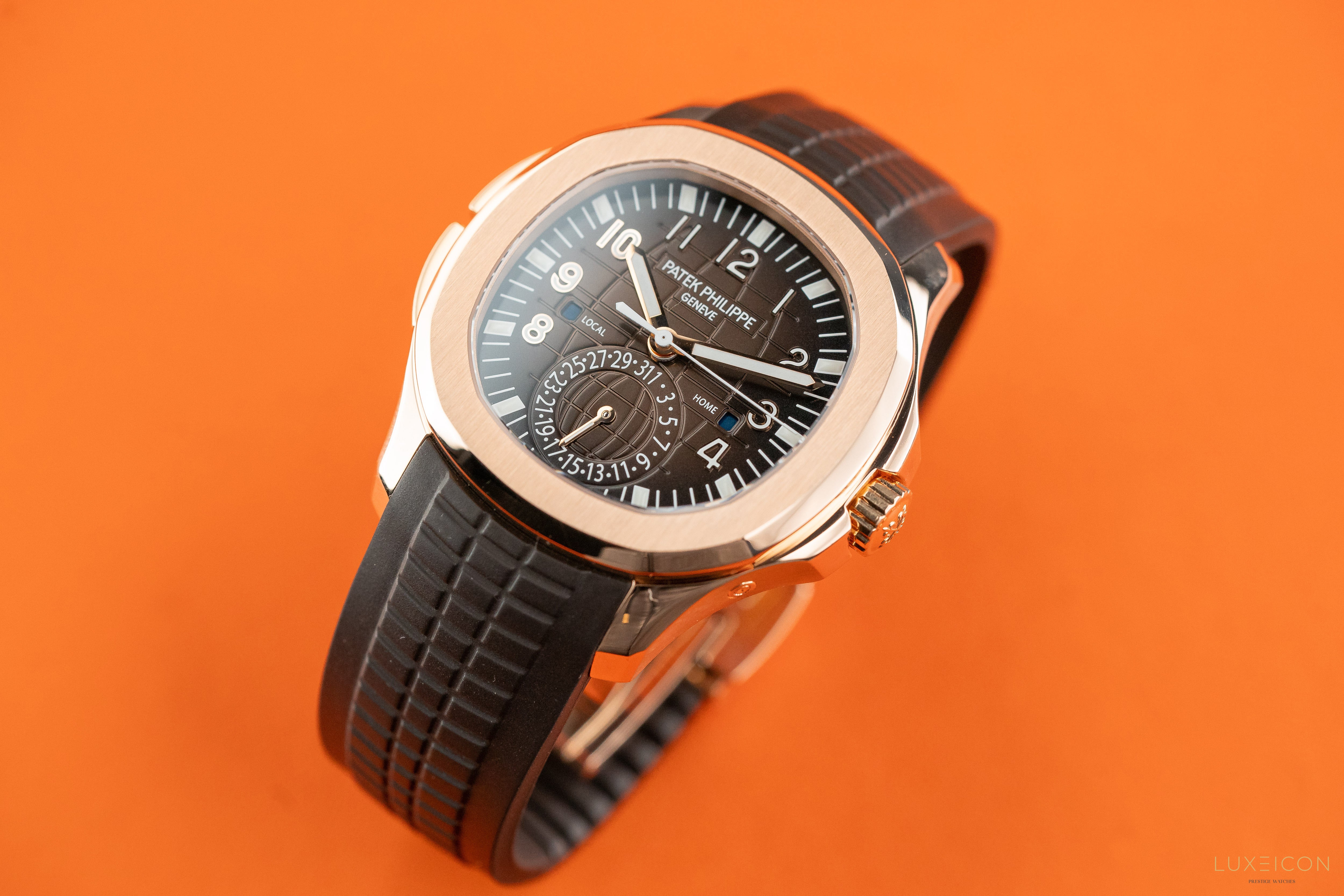 Patek Philippe Aquanaut Time Travel Rose Gold 40mm Brown Dial 5164R 2019