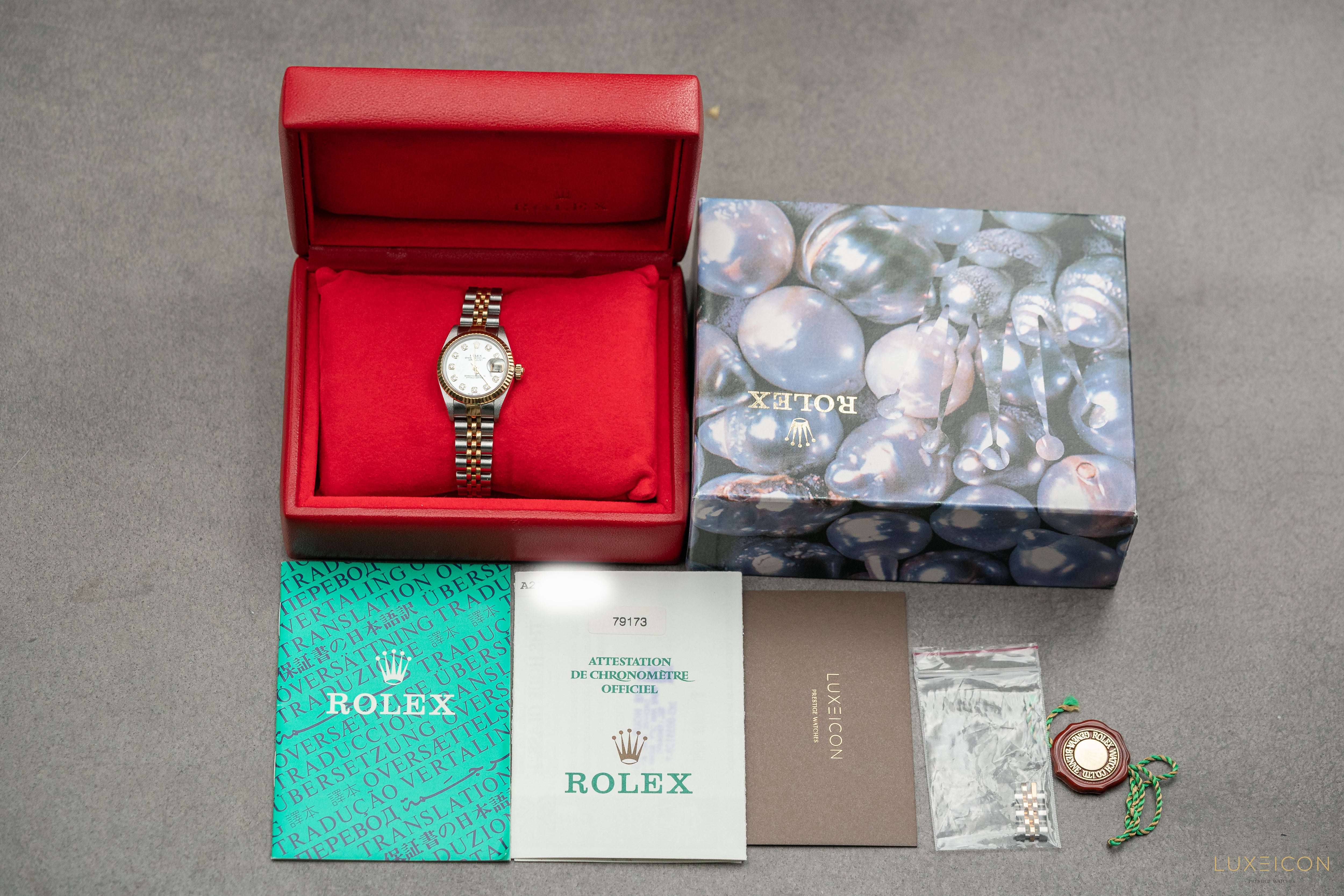 Rolex Ladies Datejust Watch 79173 Factory Mother-Of-Pearl Diamond Dial 2000