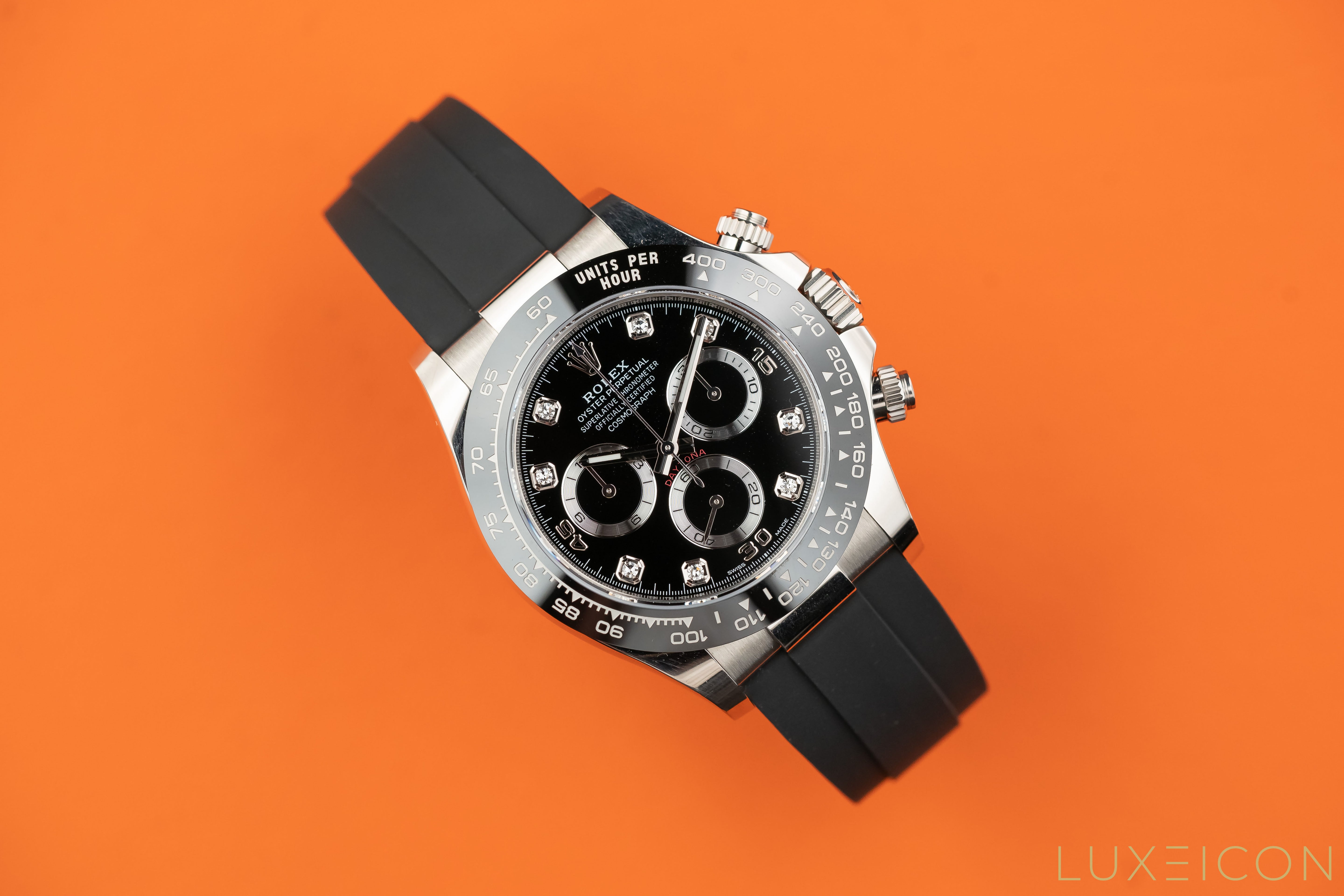 Rolex Daytona Cosmograph Daytona White Gold Diamonds Dial Oysterflex 116519LN 2021