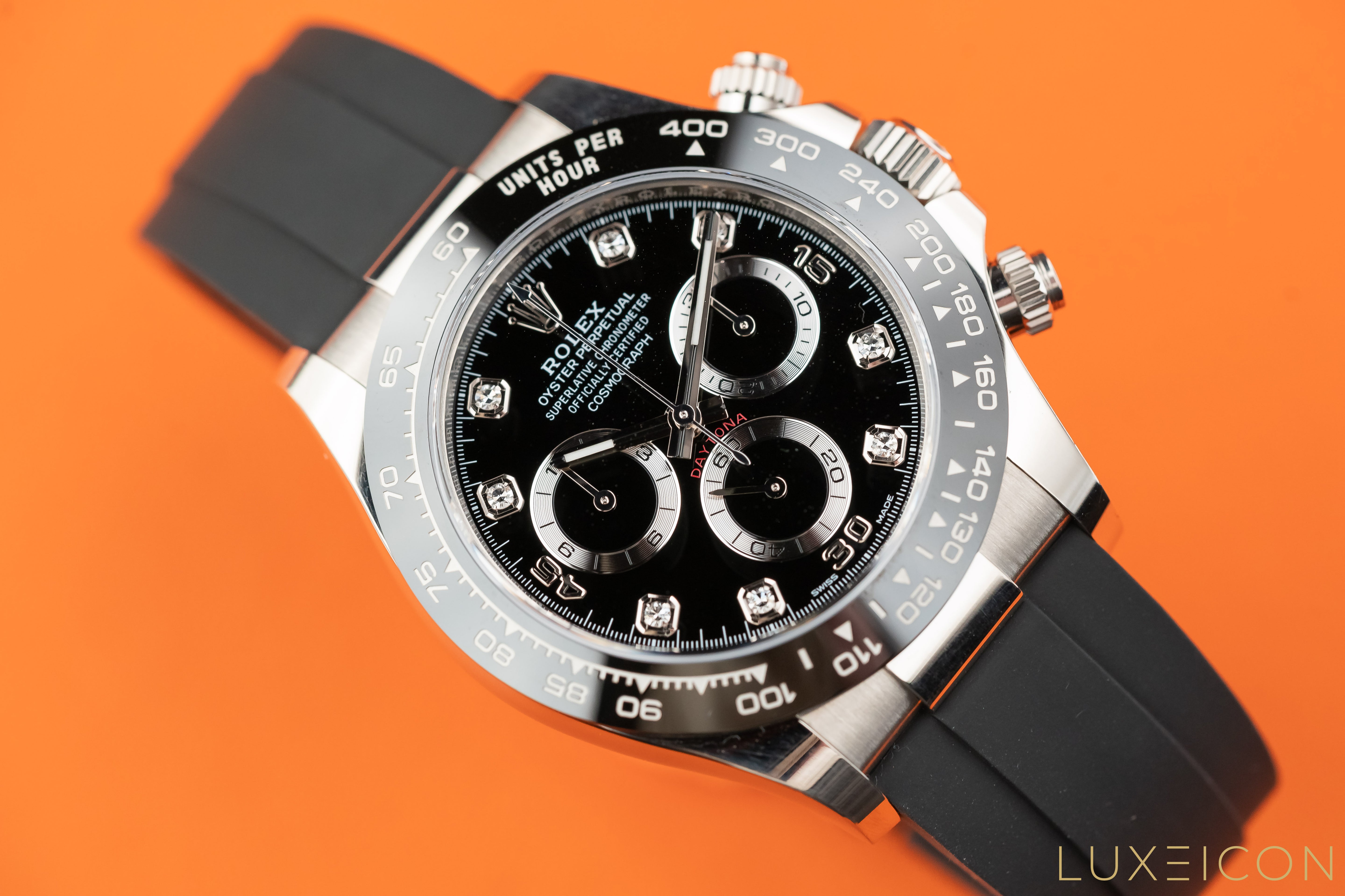 Rolex Daytona Cosmograph Daytona White Gold Diamonds Dial Oysterflex 116519LN 2021