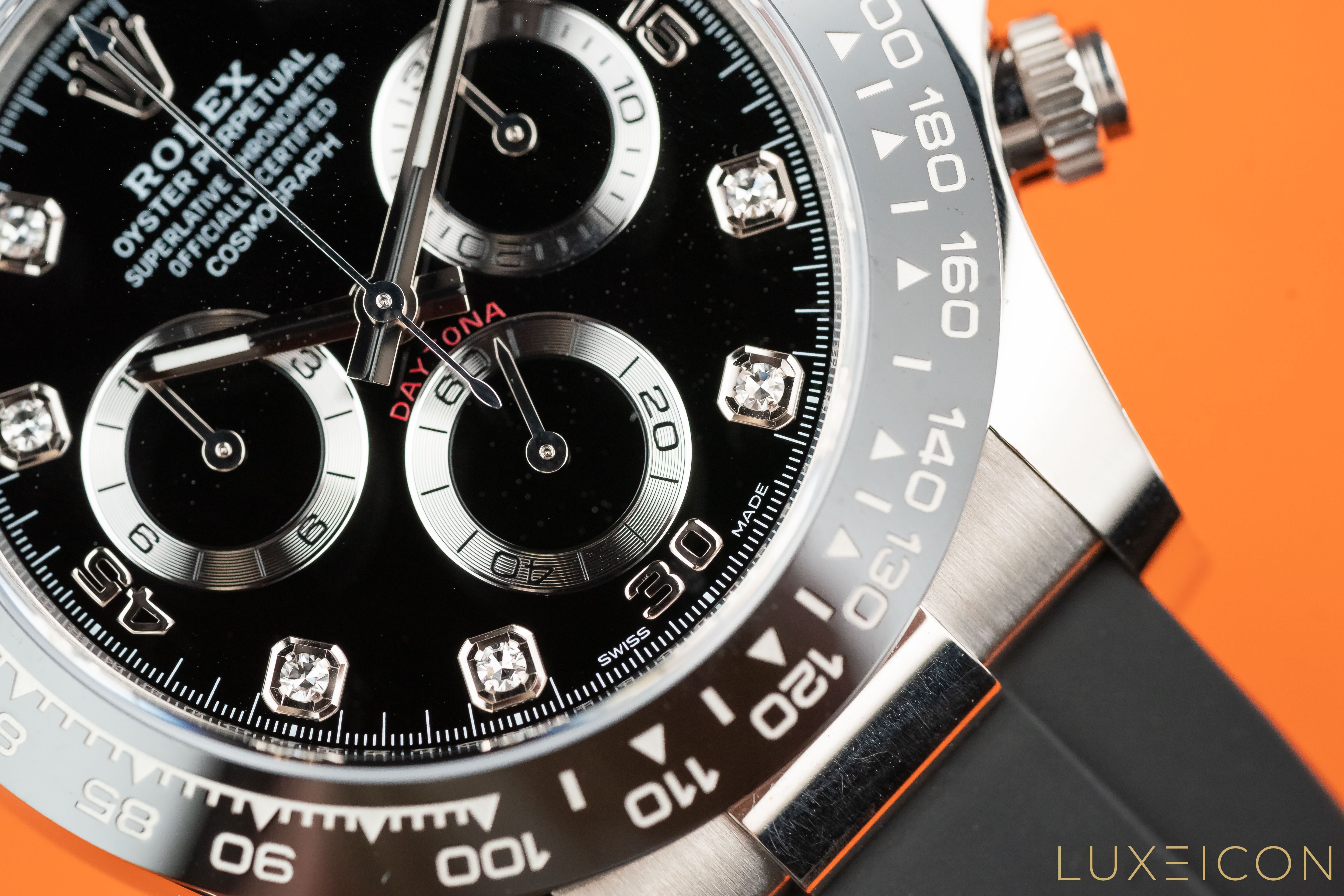 Rolex Daytona Cosmograph Daytona White Gold Diamonds Dial Oysterflex 116519LN 2021