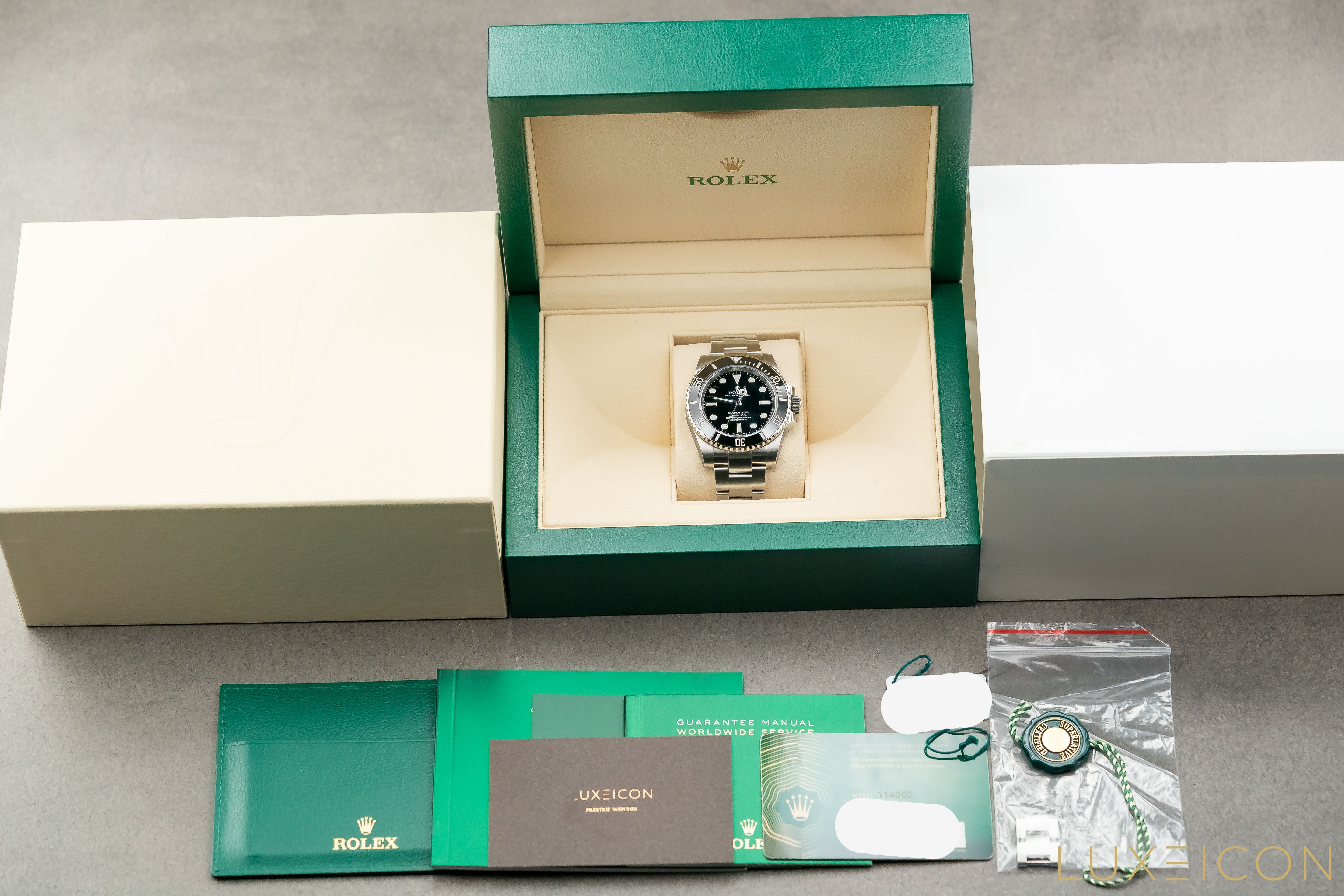 Rolex Submariner 114060 No Date Black Ceramic Stainless Steel Box Papers