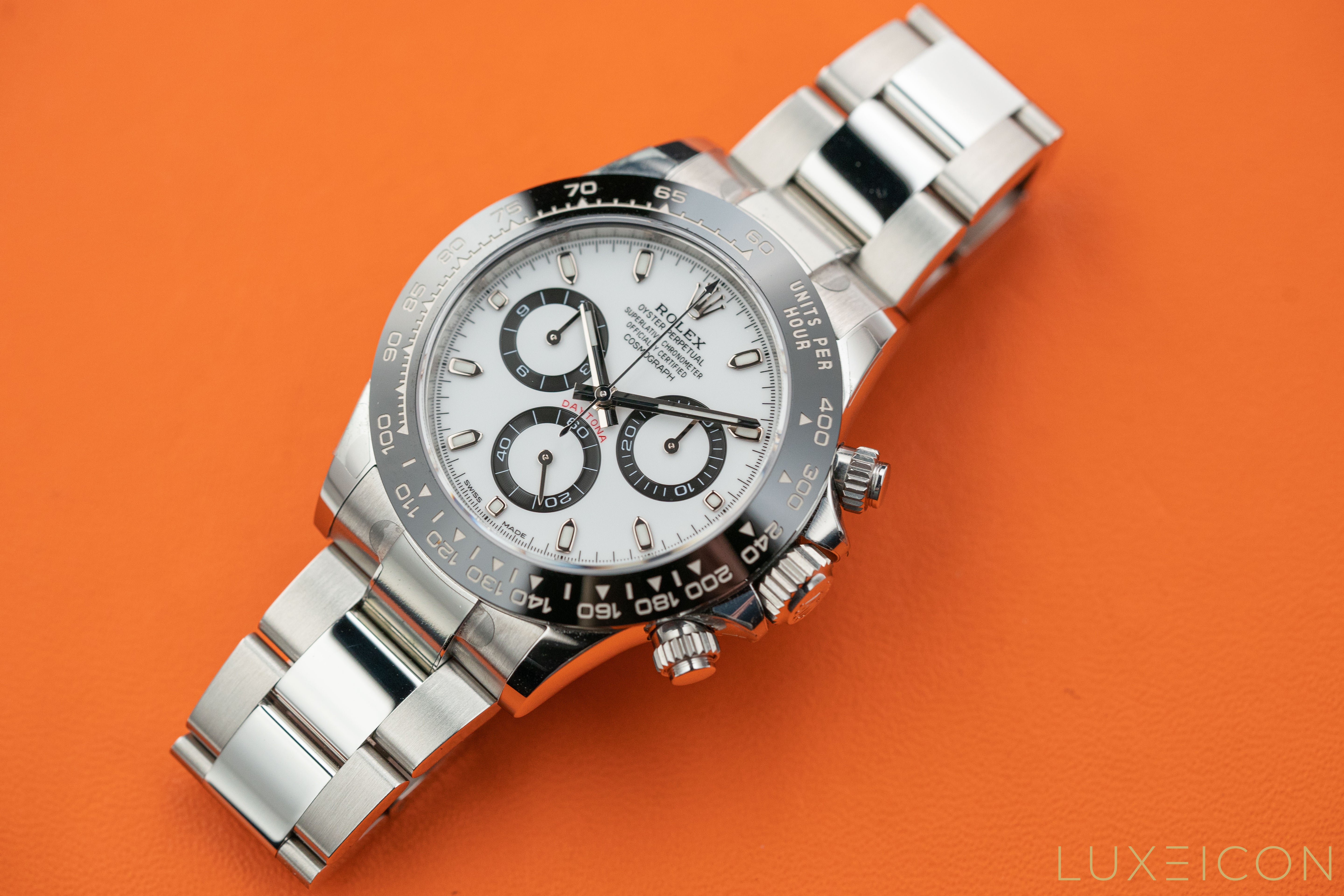 Rolex Cosmograph Daytona Stainless Steel Ceramic Bezel Panda White Dial