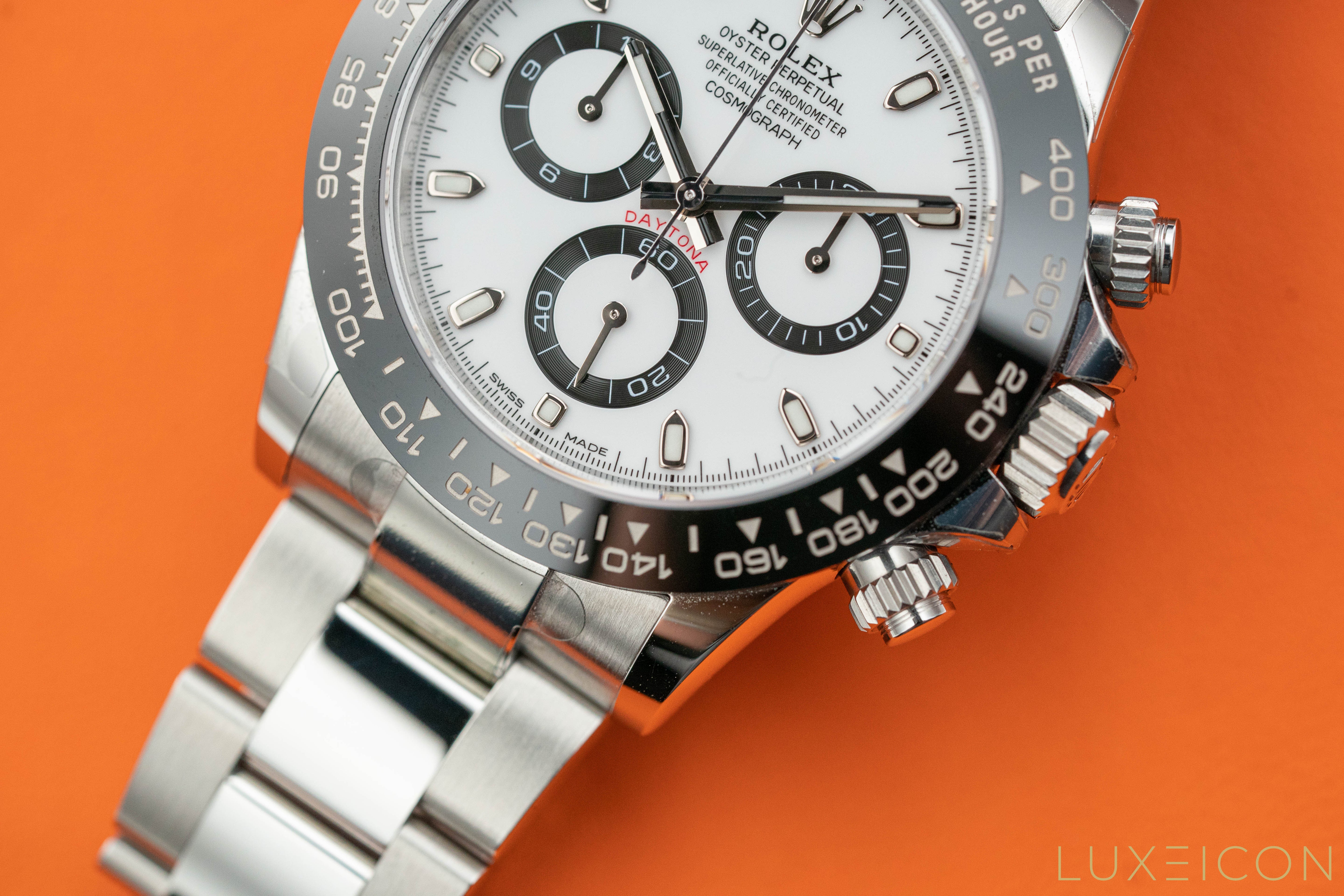 Rolex Cosmograph Daytona Stainless Steel Ceramic Bezel Panda White Dial