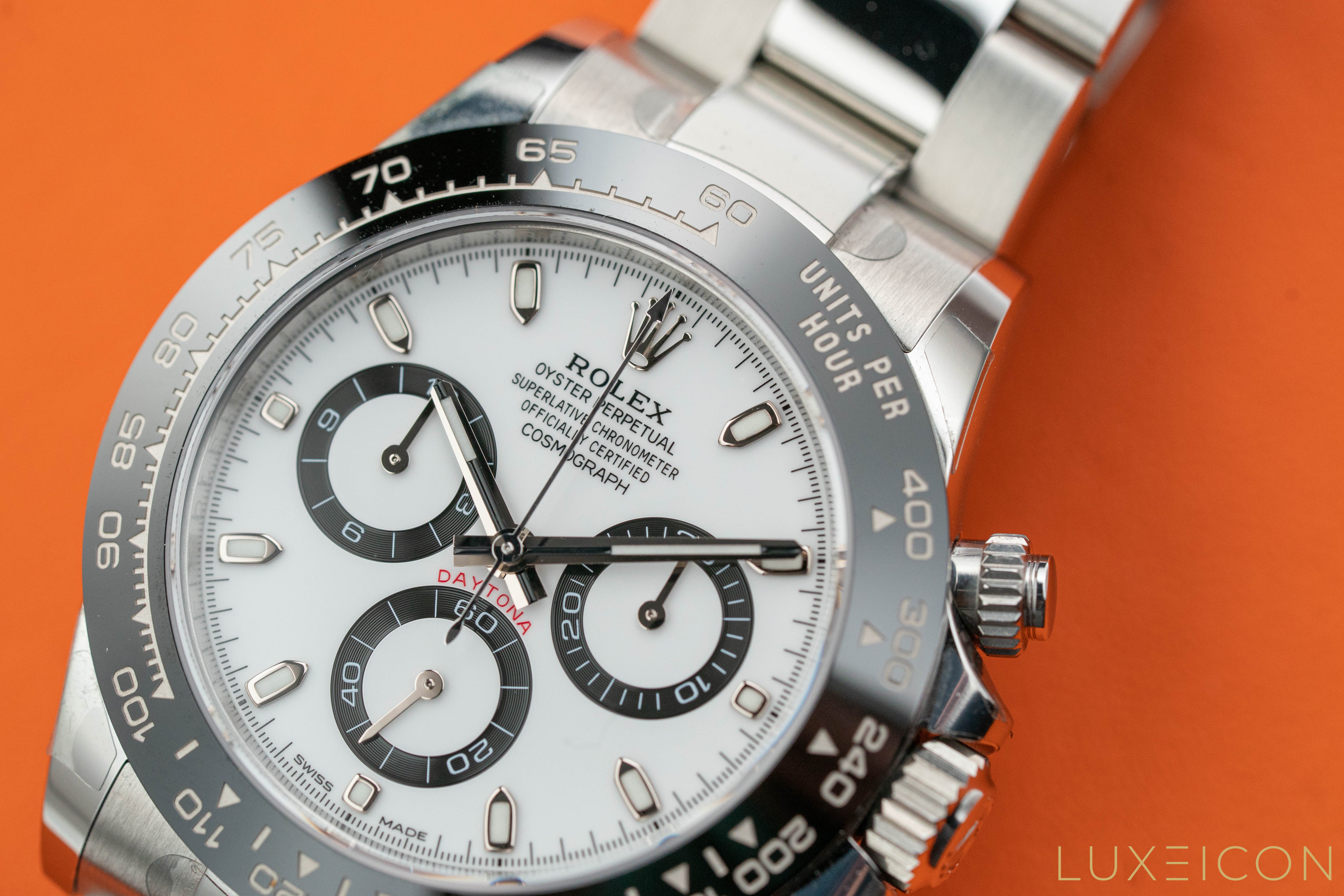 Rolex Cosmograph Daytona Stainless Steel Ceramic Bezel Panda White Dial