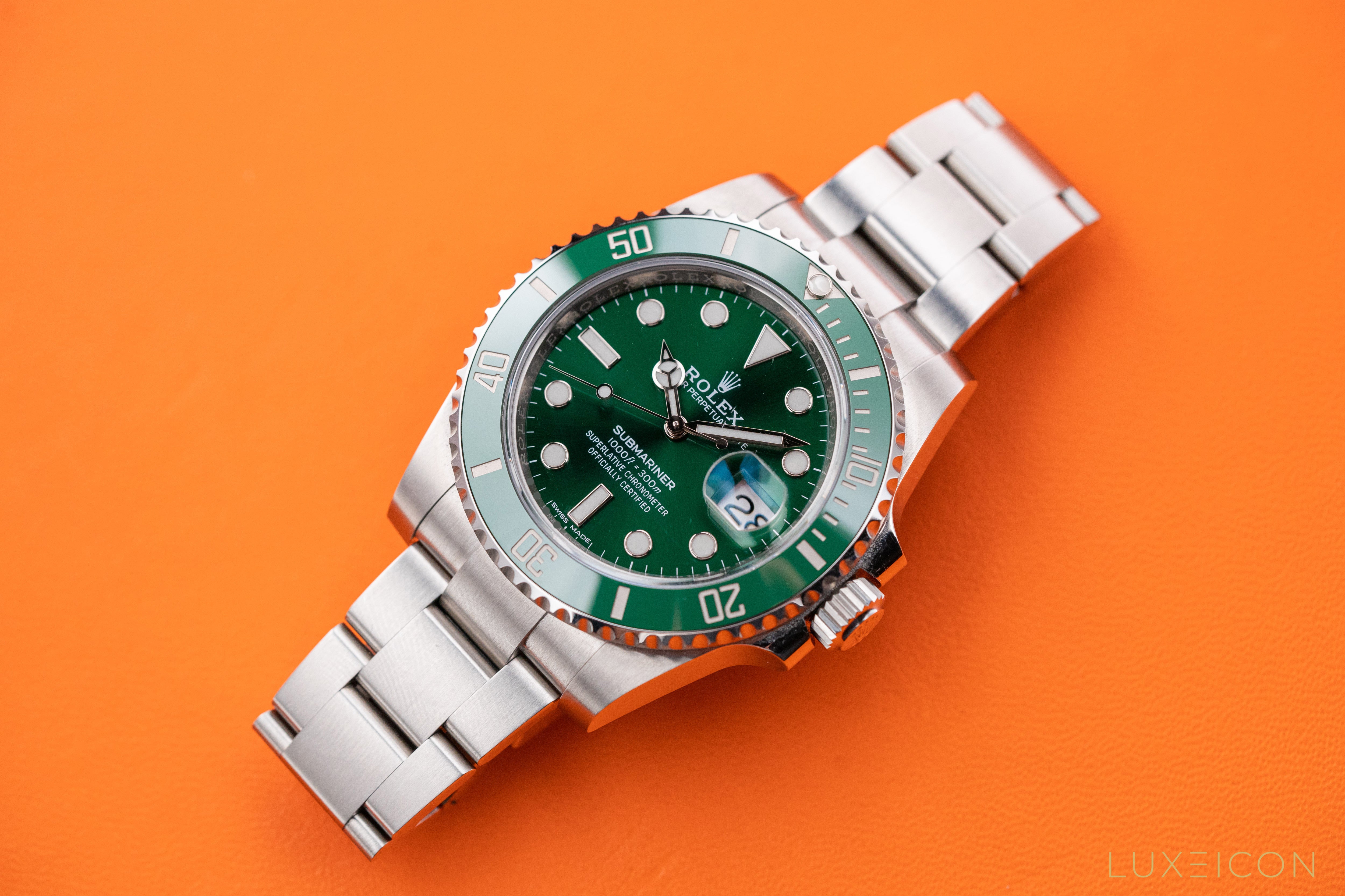 Rolex Submariner Date HULK Stainless Steel Green Ceramic 40mm Watch 116610 LV