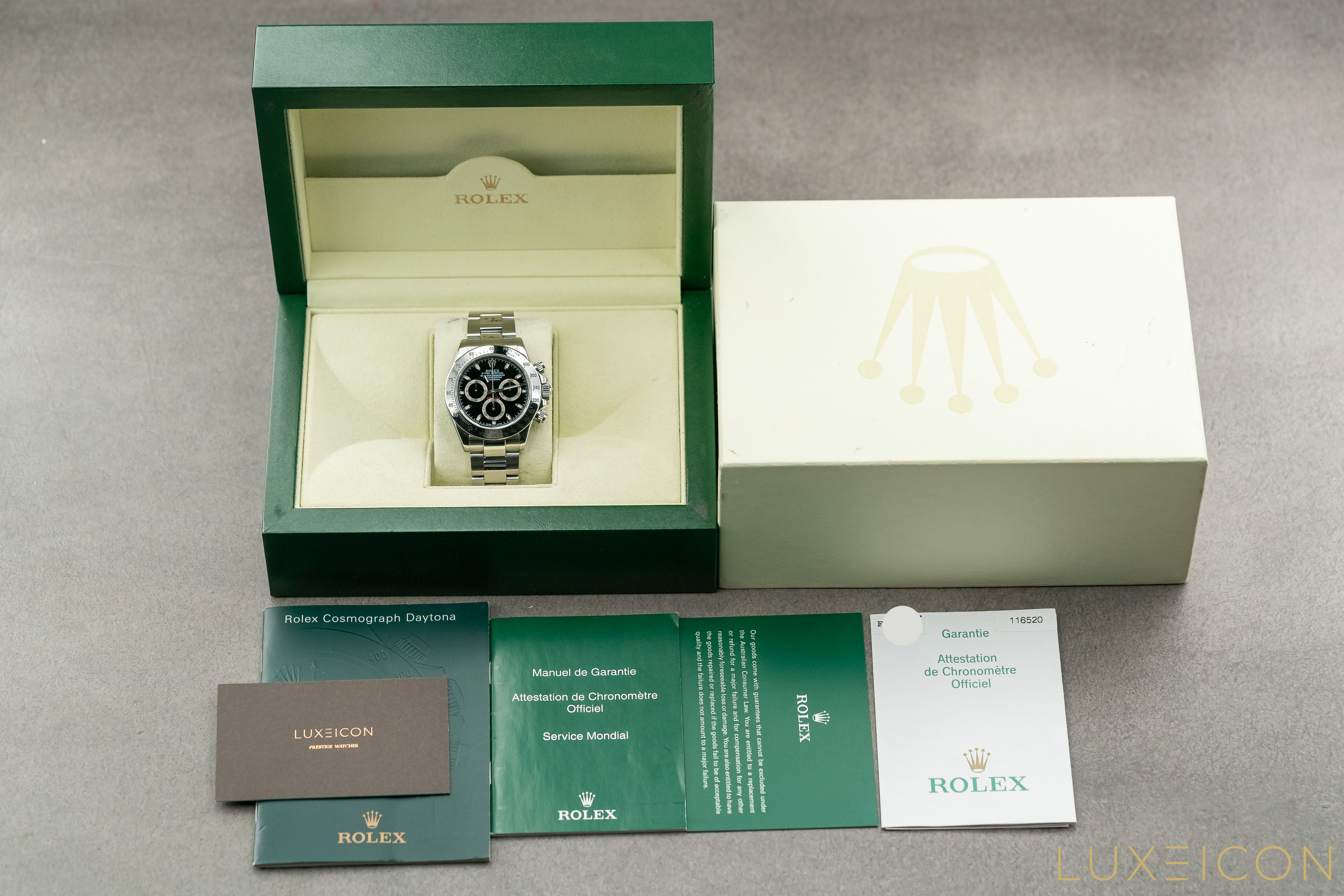 Rolex Cosmoghraph Daytona 116520 40mm Stainless Steel Black dial 2004 Fullset