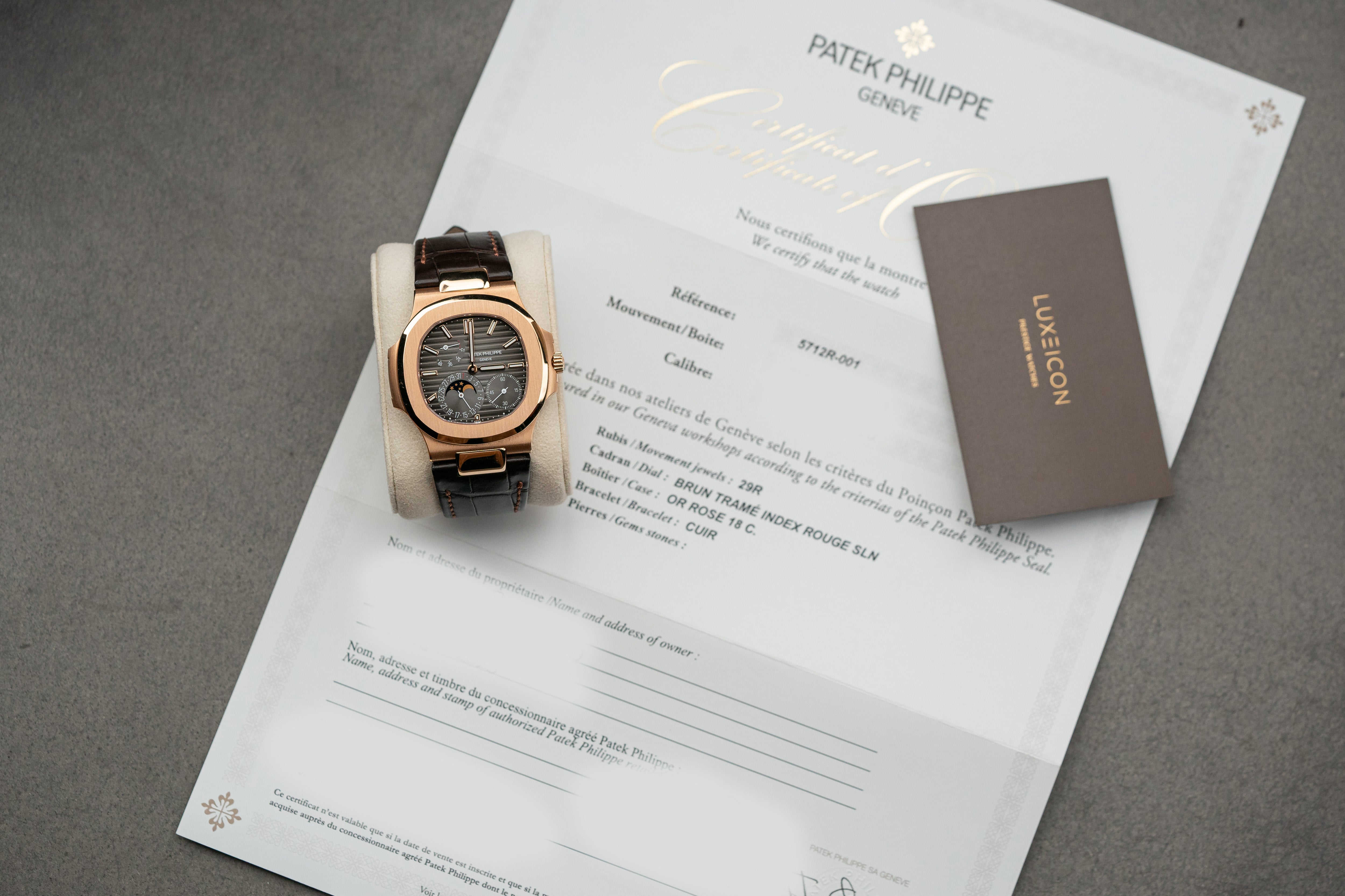 Patek Philippe Nautilus 5712R-001 Moon Phase Brown Dial Rose Gold 2021