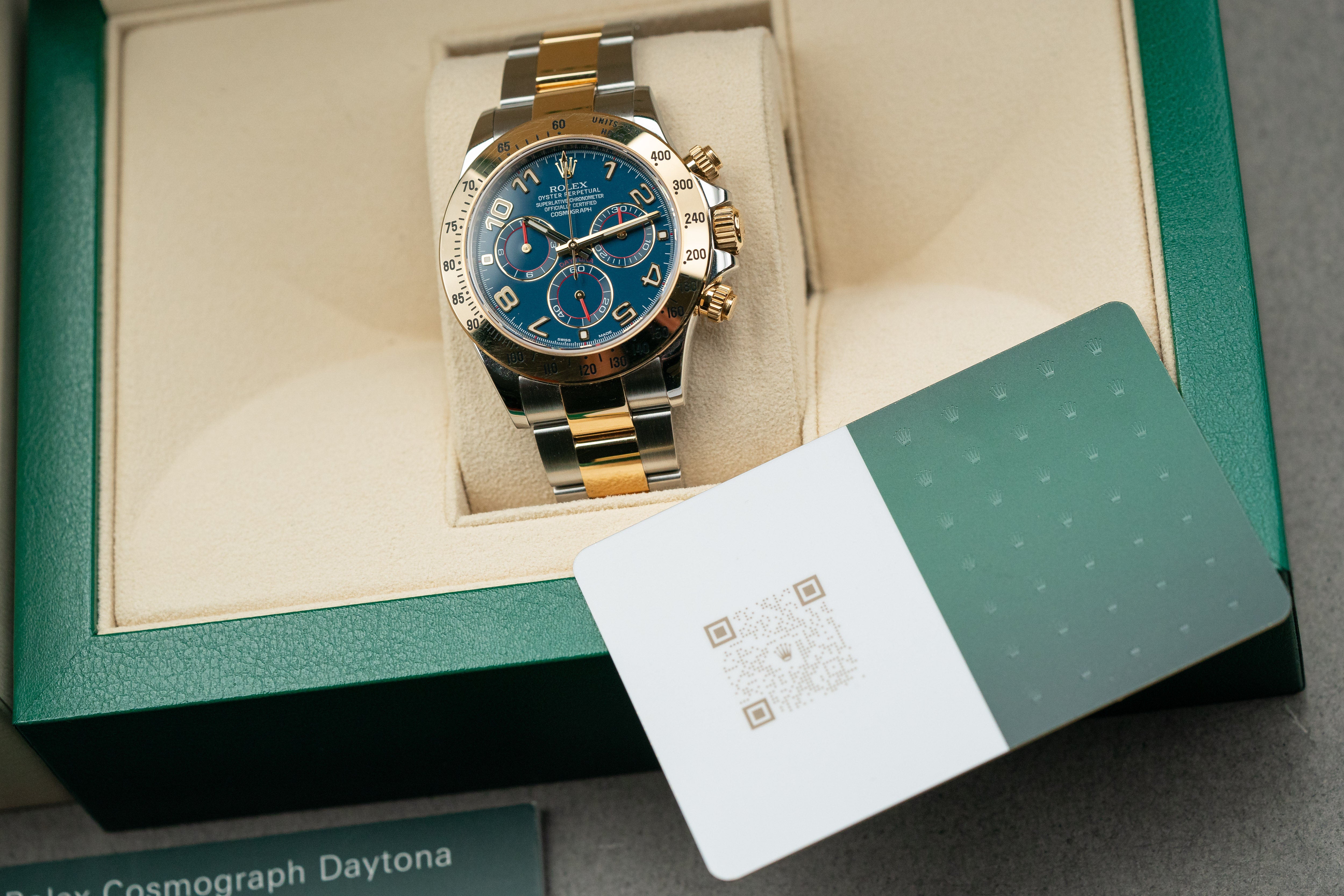 Rolex Cosmograph Daytona 116523 Blue Racing dial With New Rolex Service Card