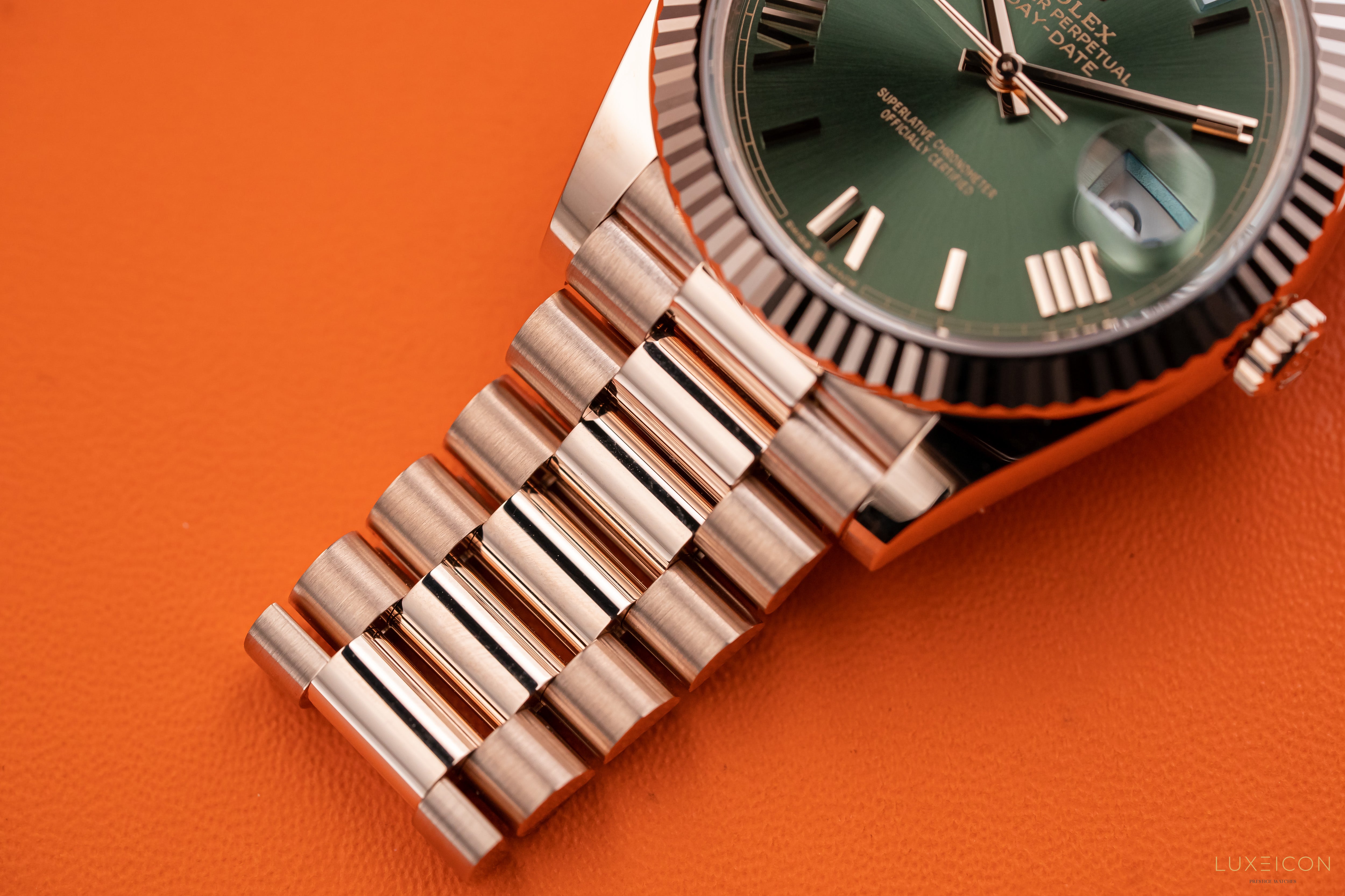 Rolex 228235 Day-Date 40 Olive Green Dial Rose Gold 40mm President 60th Anniversary