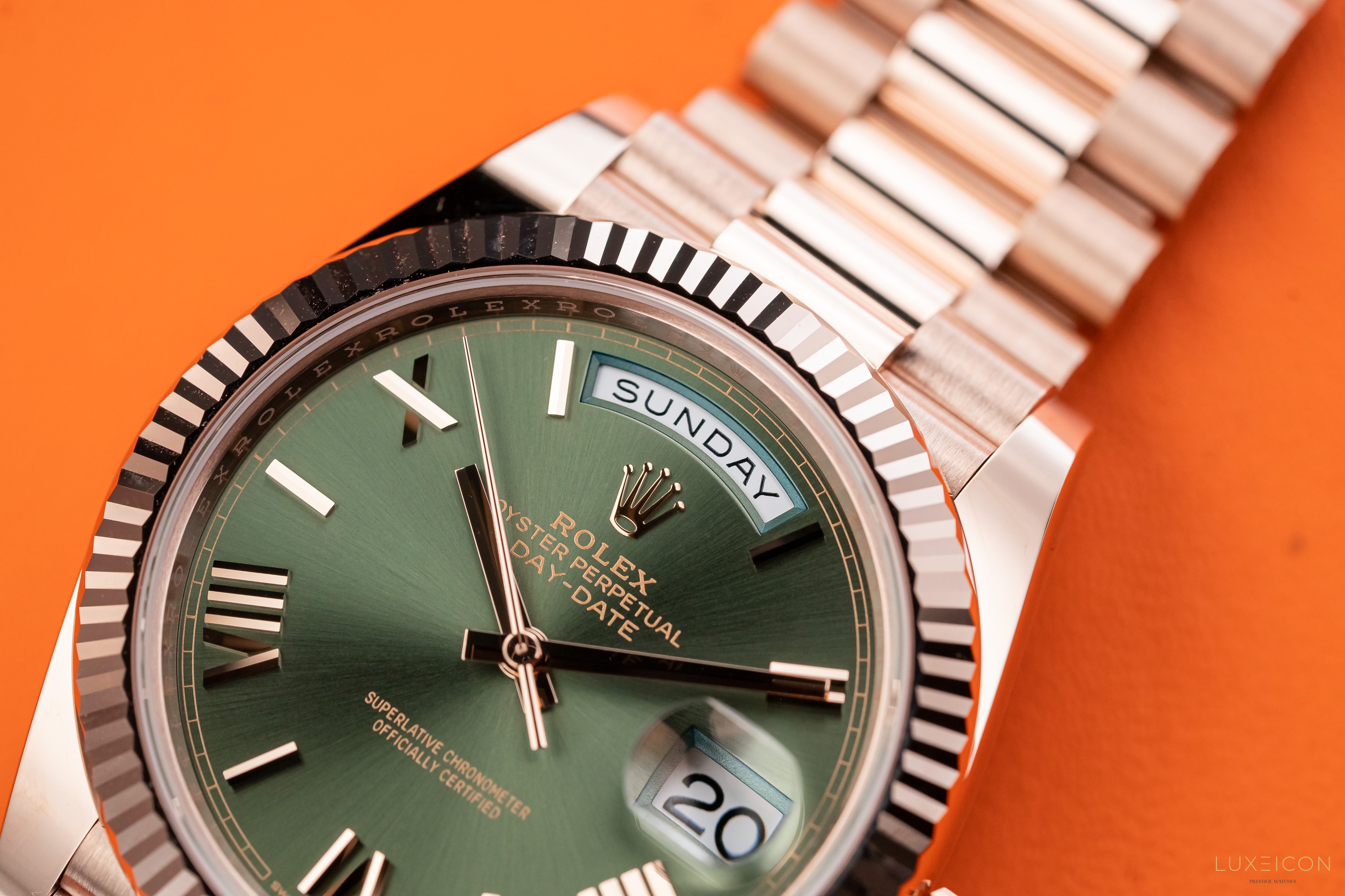 Rolex President Day-Date 40mm Olive Green Dial Rose Gold 2023