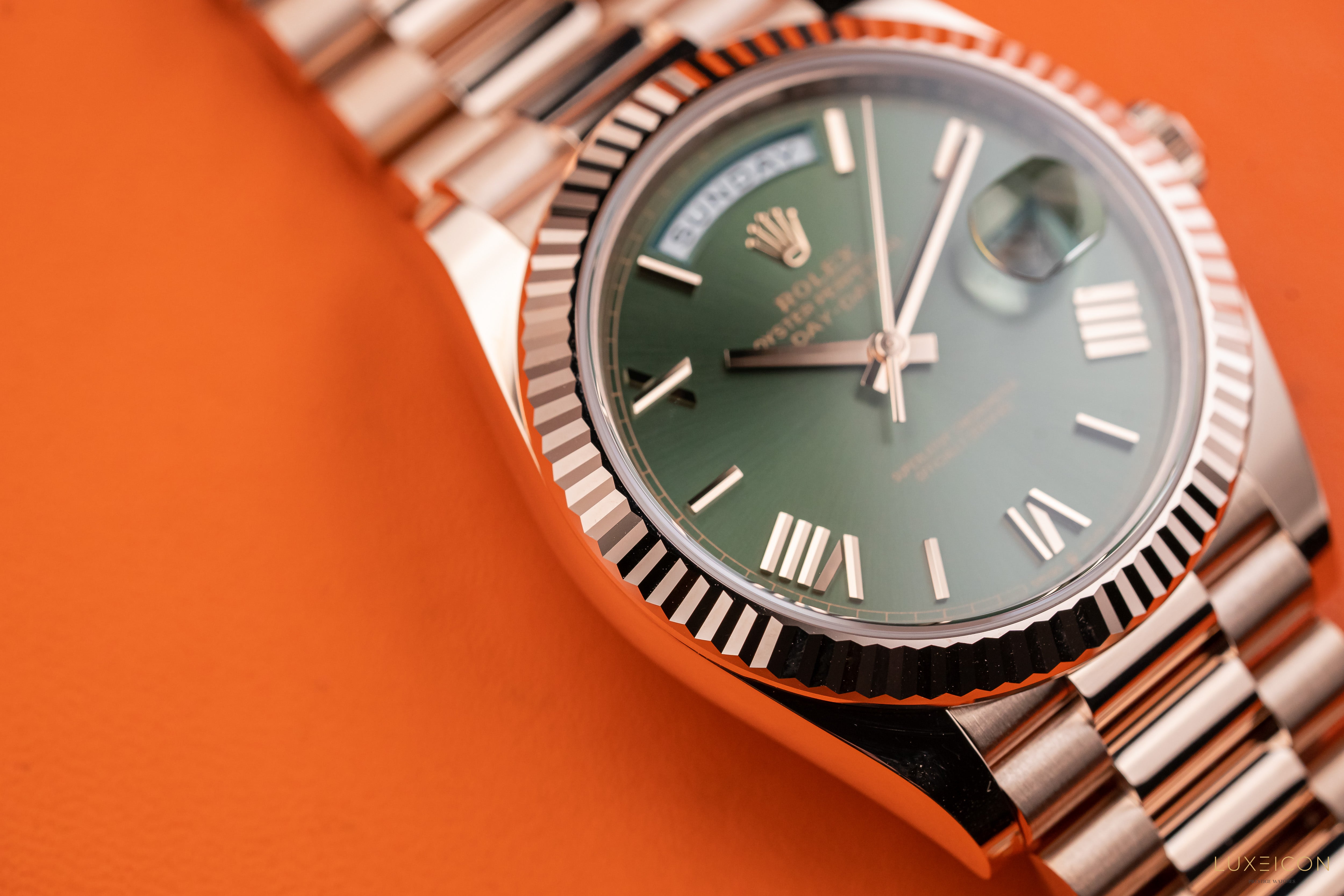 Rolex President Day-Date 40mm Olive Green Dial Rose Gold 2023