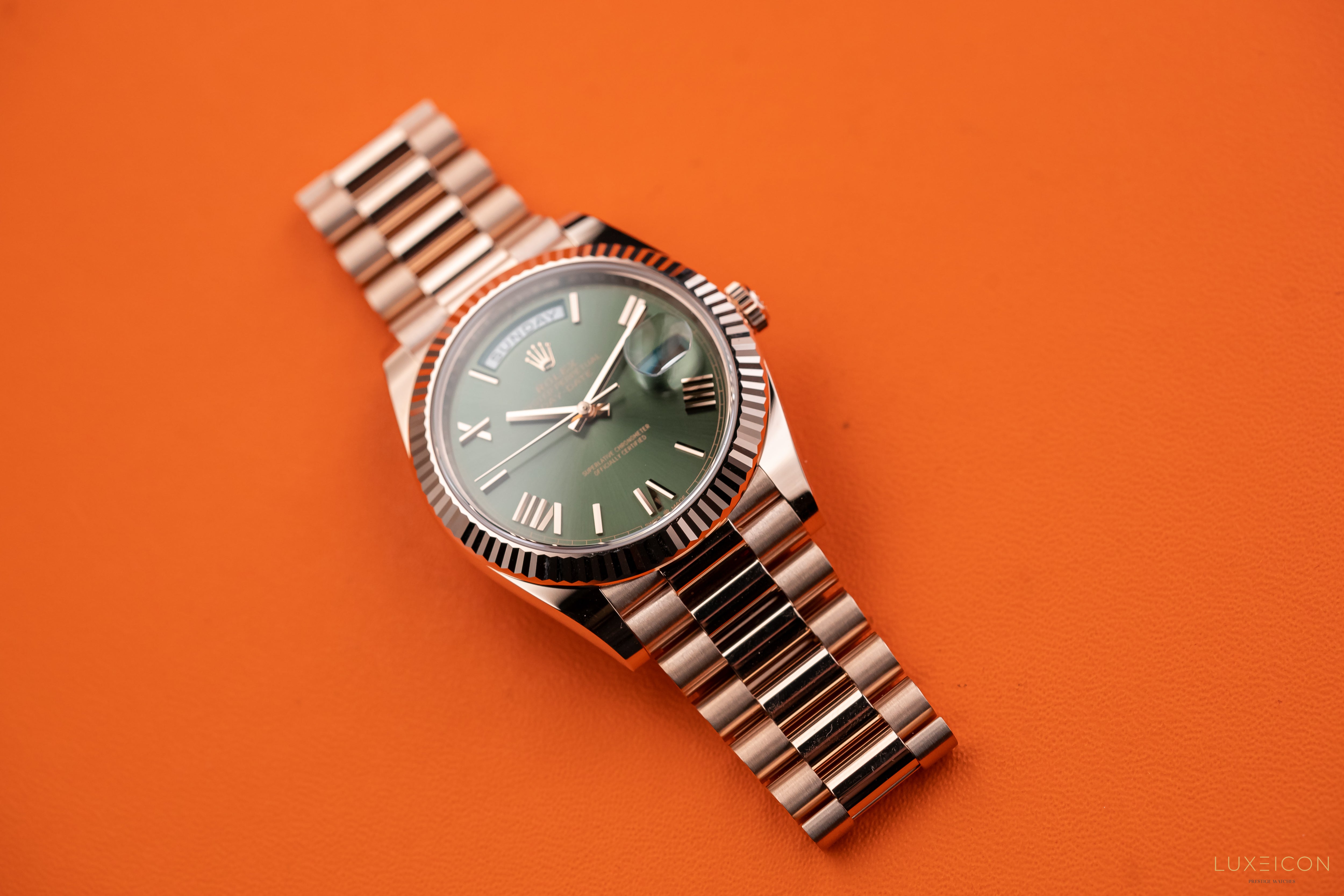 Rolex President Day-Date 40mm Olive Green Dial Rose Gold 2023