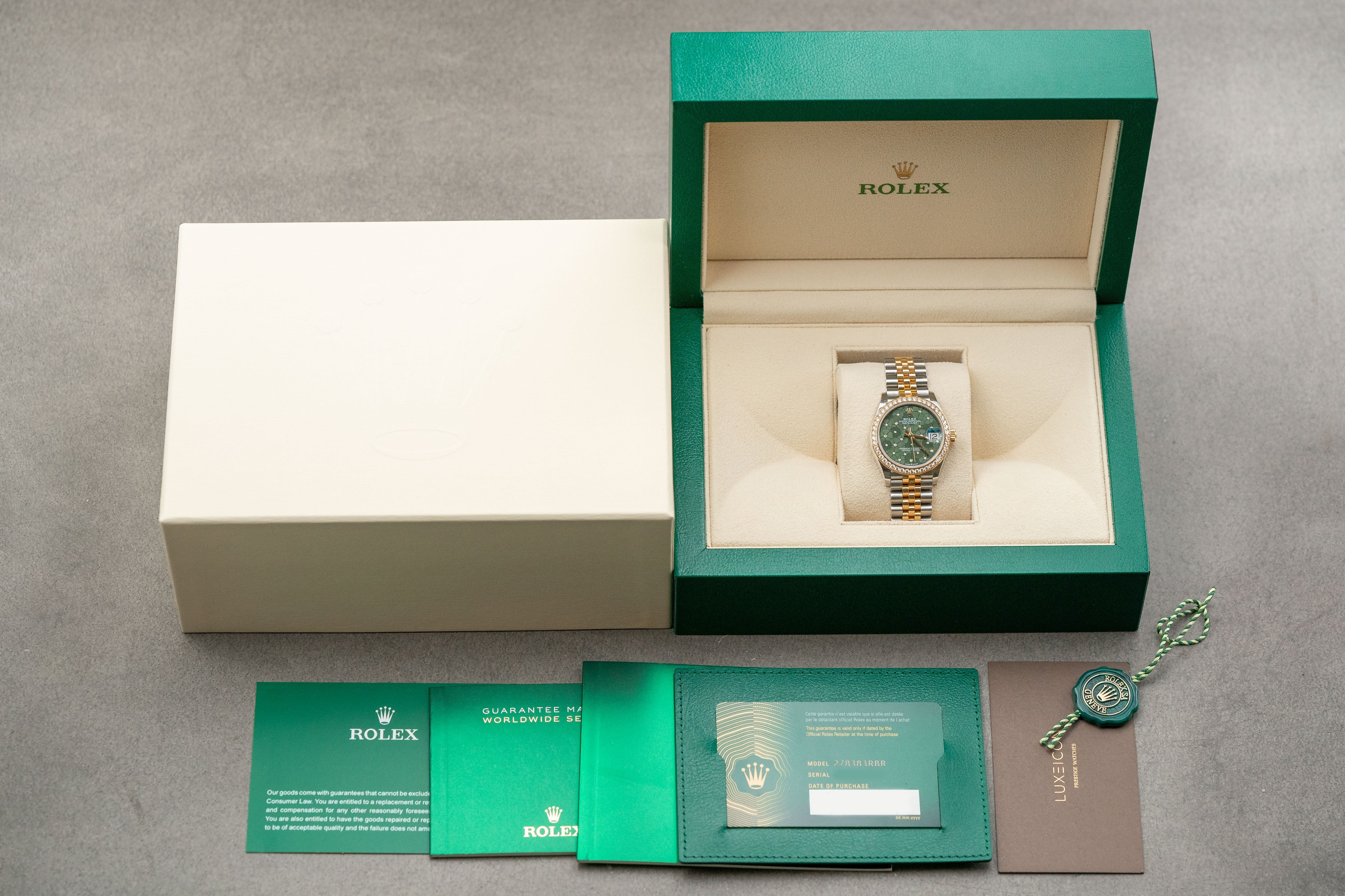 Rolex Datejust 31 Stainless Steel and Yellow Gold 278383rbr Olive Green Floral Jubilee