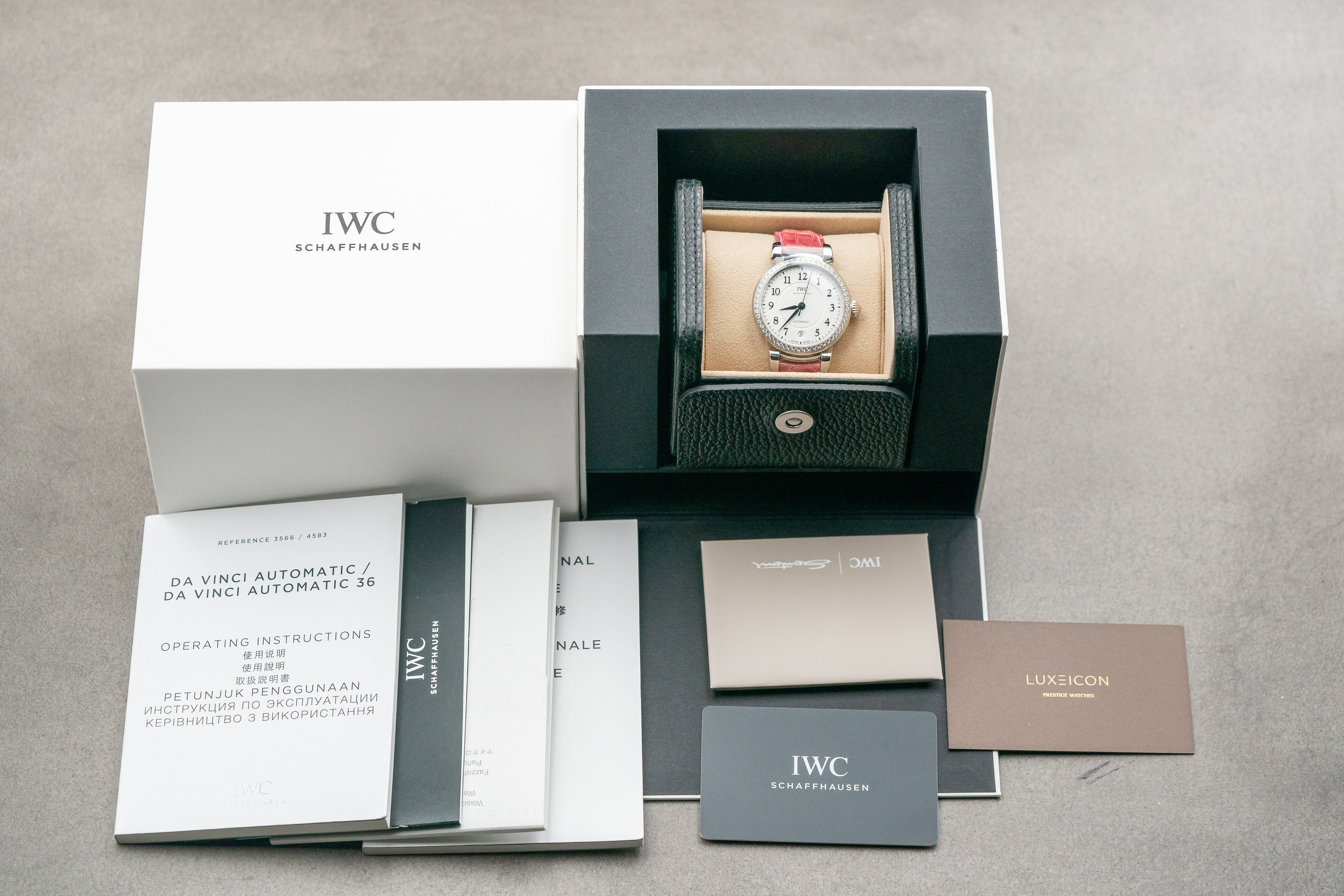 IWC Da Vinci Automatic 36mm Steel Case Silver Dial Purple Crocodile Strap IW458308