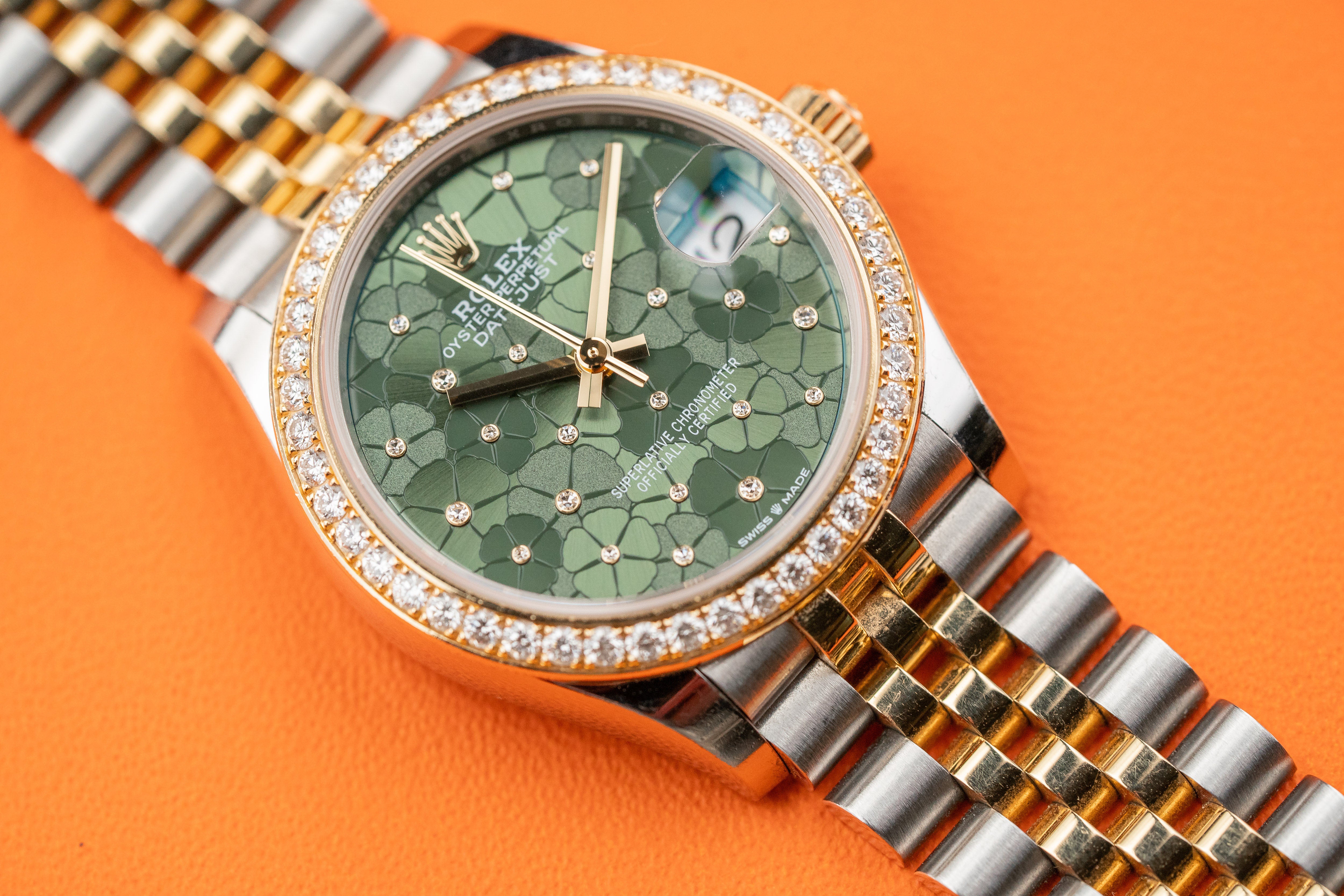 Rolex Datejust 31 Stainless Steel and Yellow Gold 278383rbr Olive Green Floral Jubilee