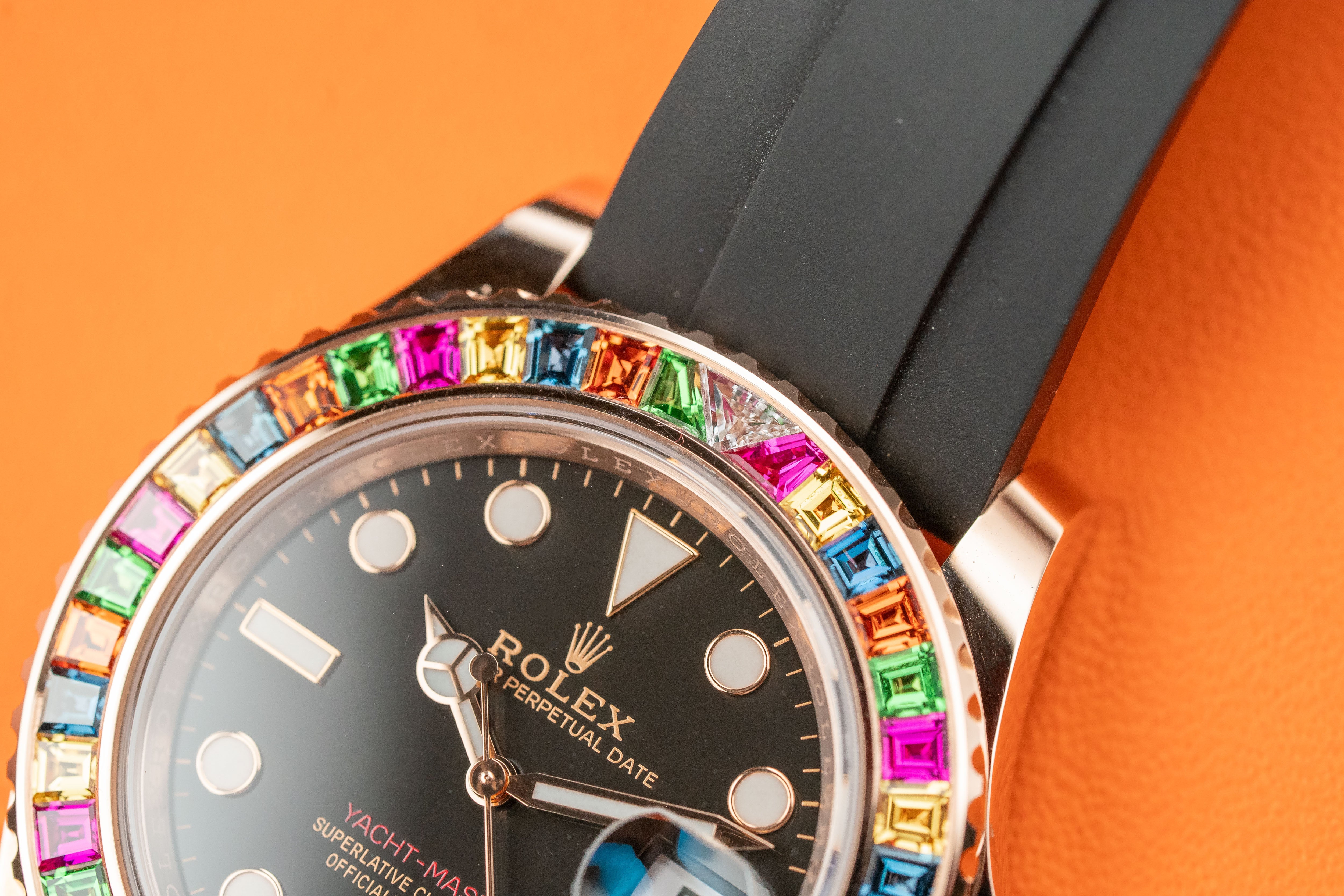 Rolex Yacht-Master Rose Gold Rainbow/Candy Diamond Bezel 116695SATS