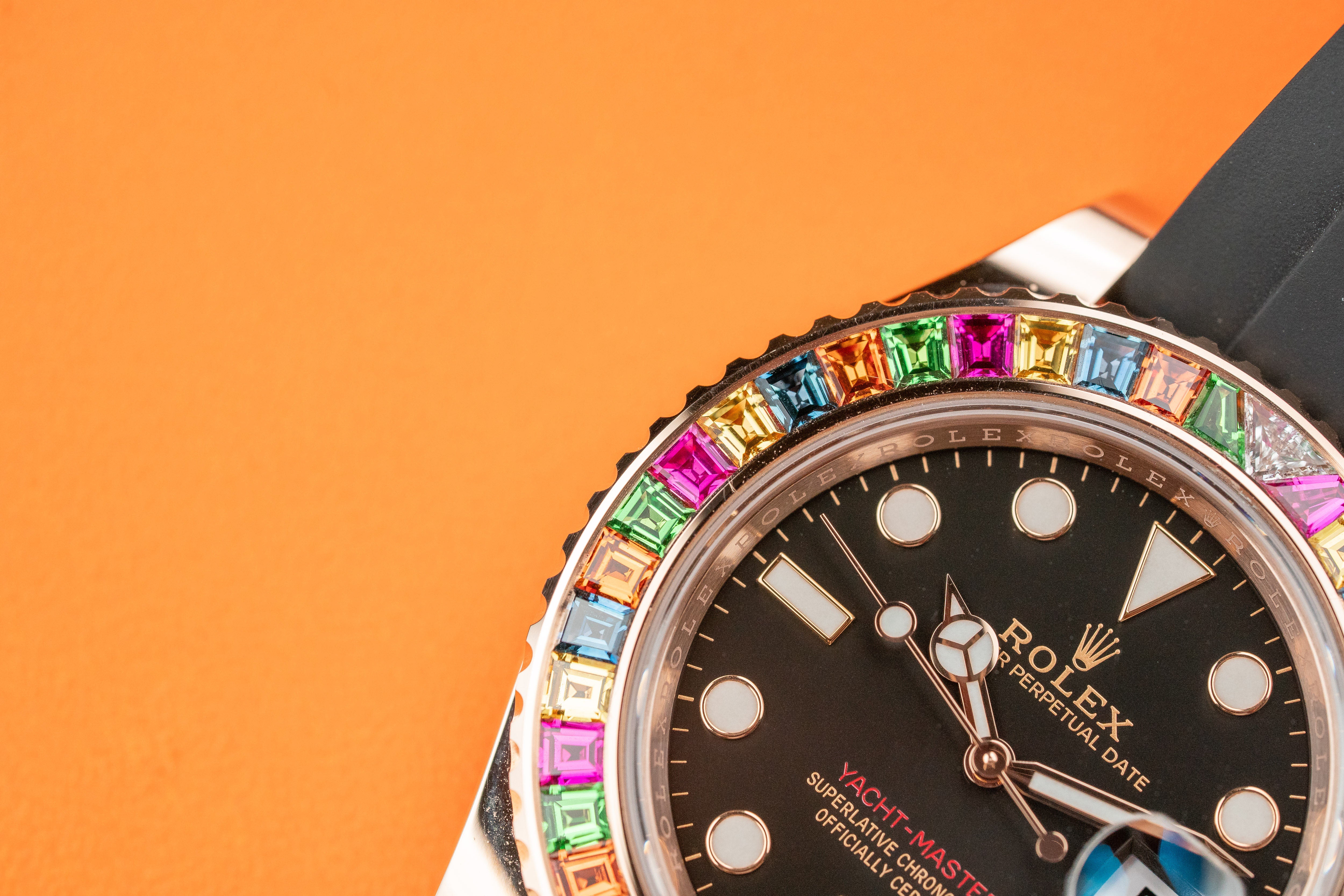 Rolex Yacht-Master Rose Gold Rainbow/Candy Diamond Bezel 116695SATS