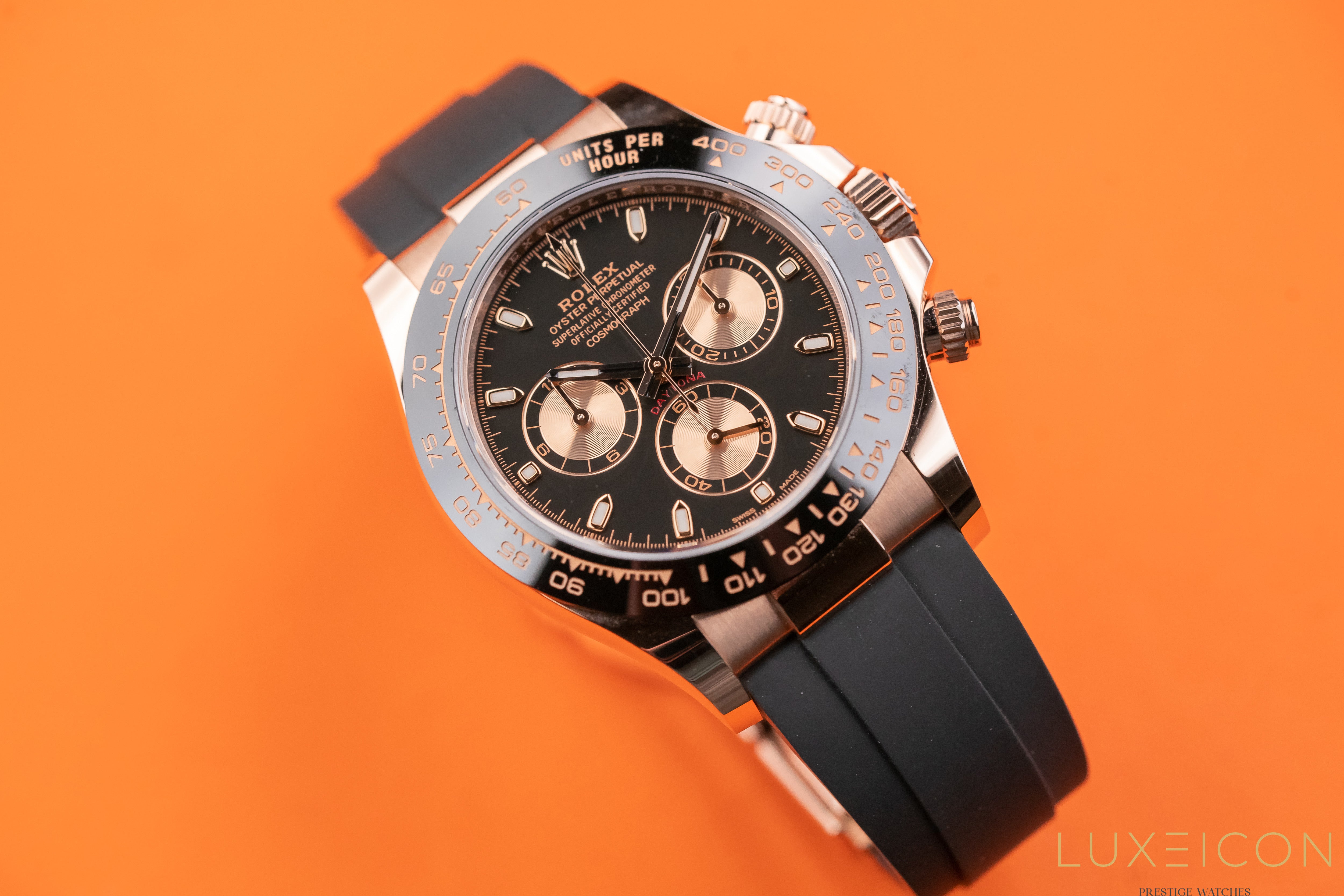 Rolex Daytona Rose Gold 40mm Black Index Dial Oysterflex Strap 116515LN 2022