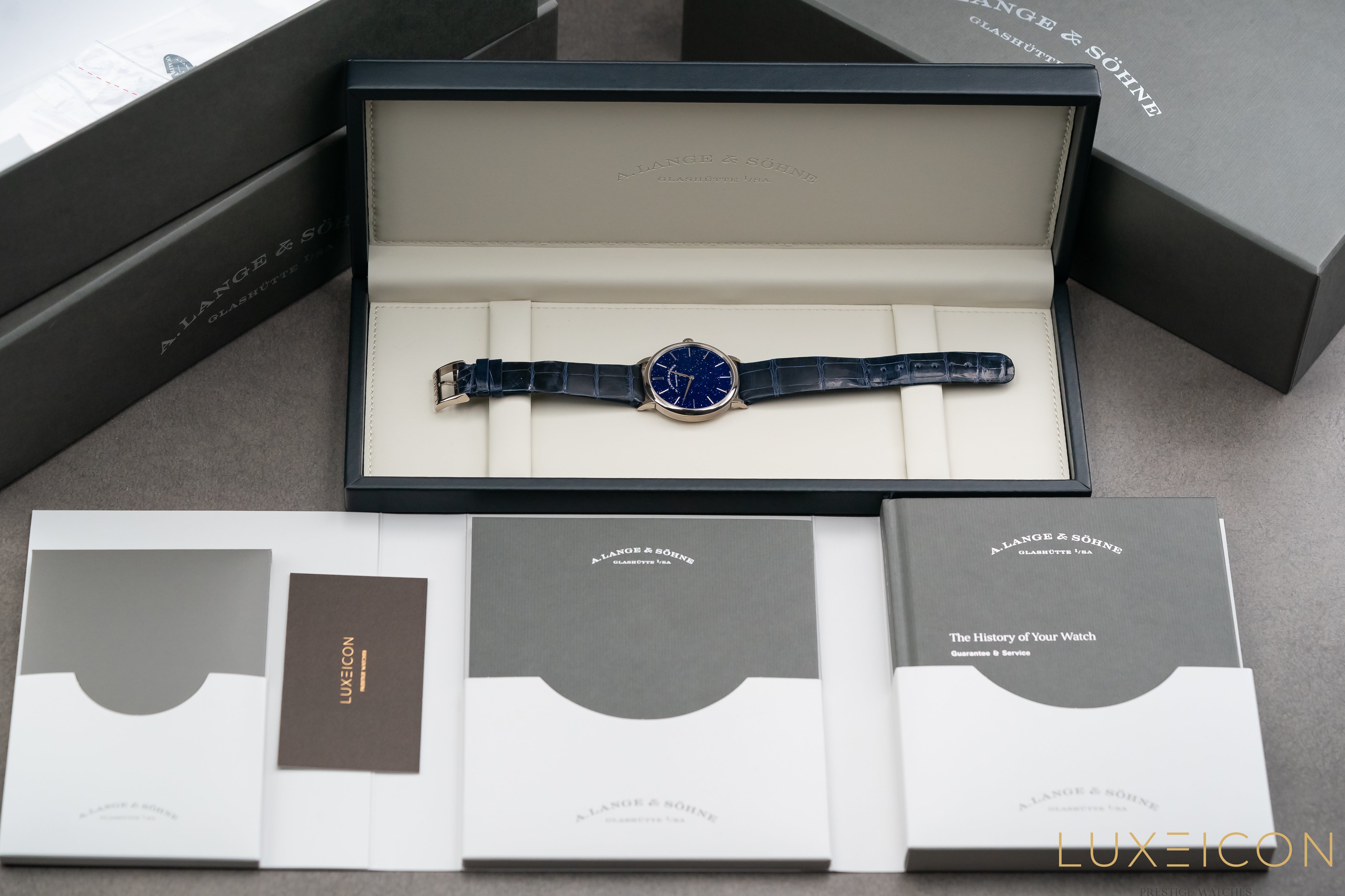 A. Lange & Söhne Saxonia Thin White Gold Copper-Blue Watch 205.086