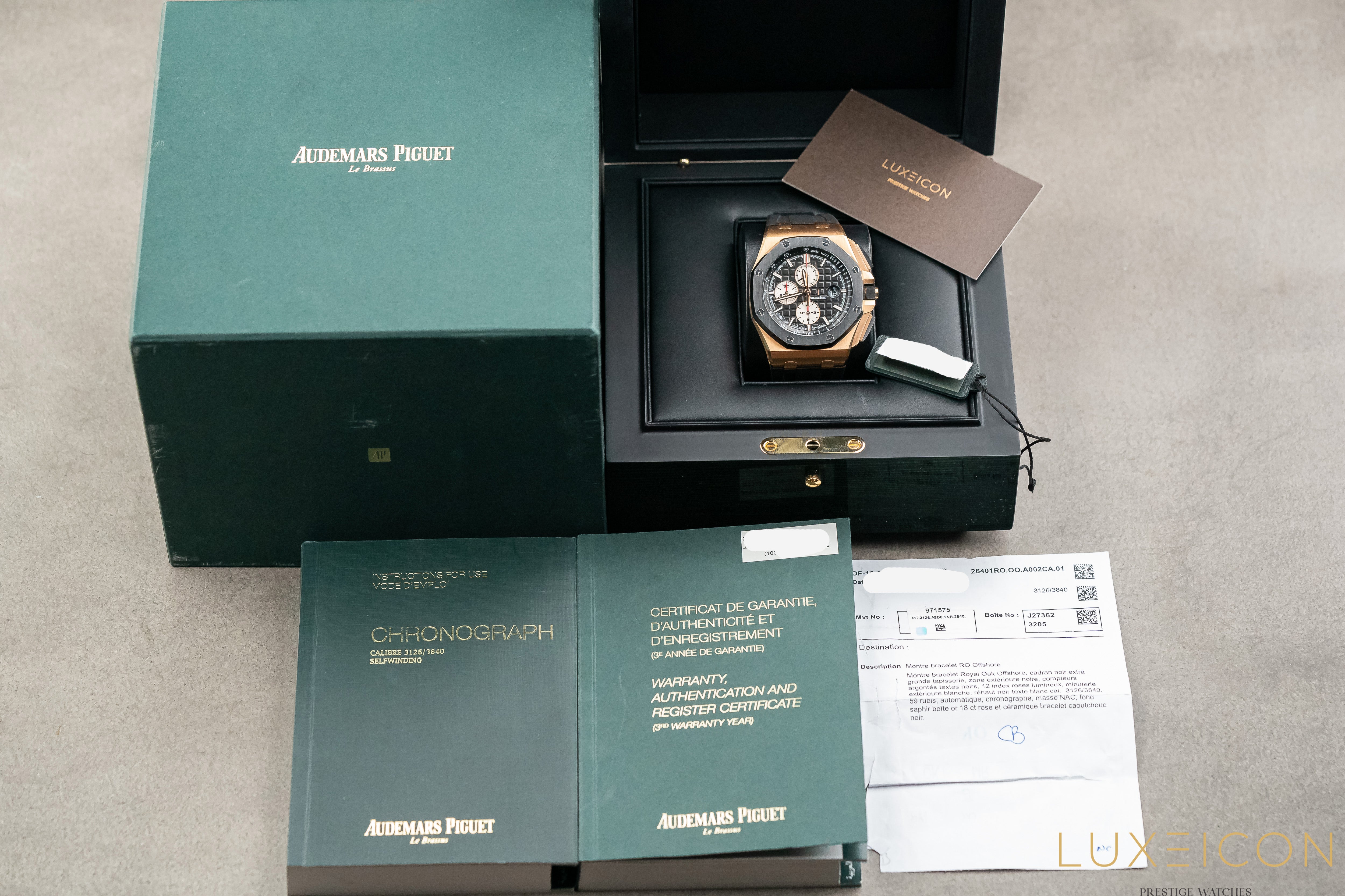 Audemars Piguet Royal Oak Offshore Chronograph 44mm Rose Gold Ceramic Bezel 26401RO