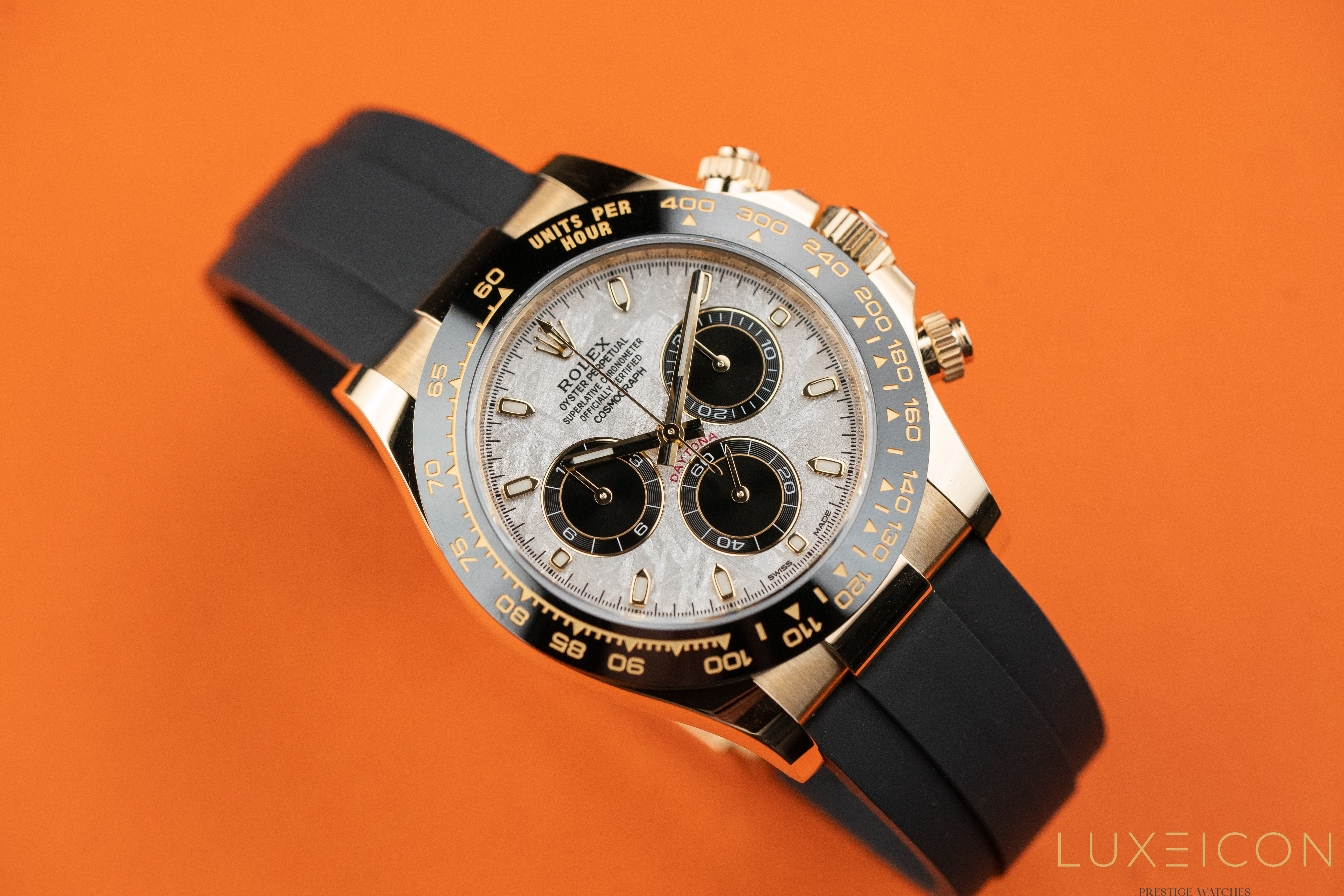 Rolex Cosmograph Daytona 116518LN 40mm Meteorite Dial Yellow Gold Oysterflex