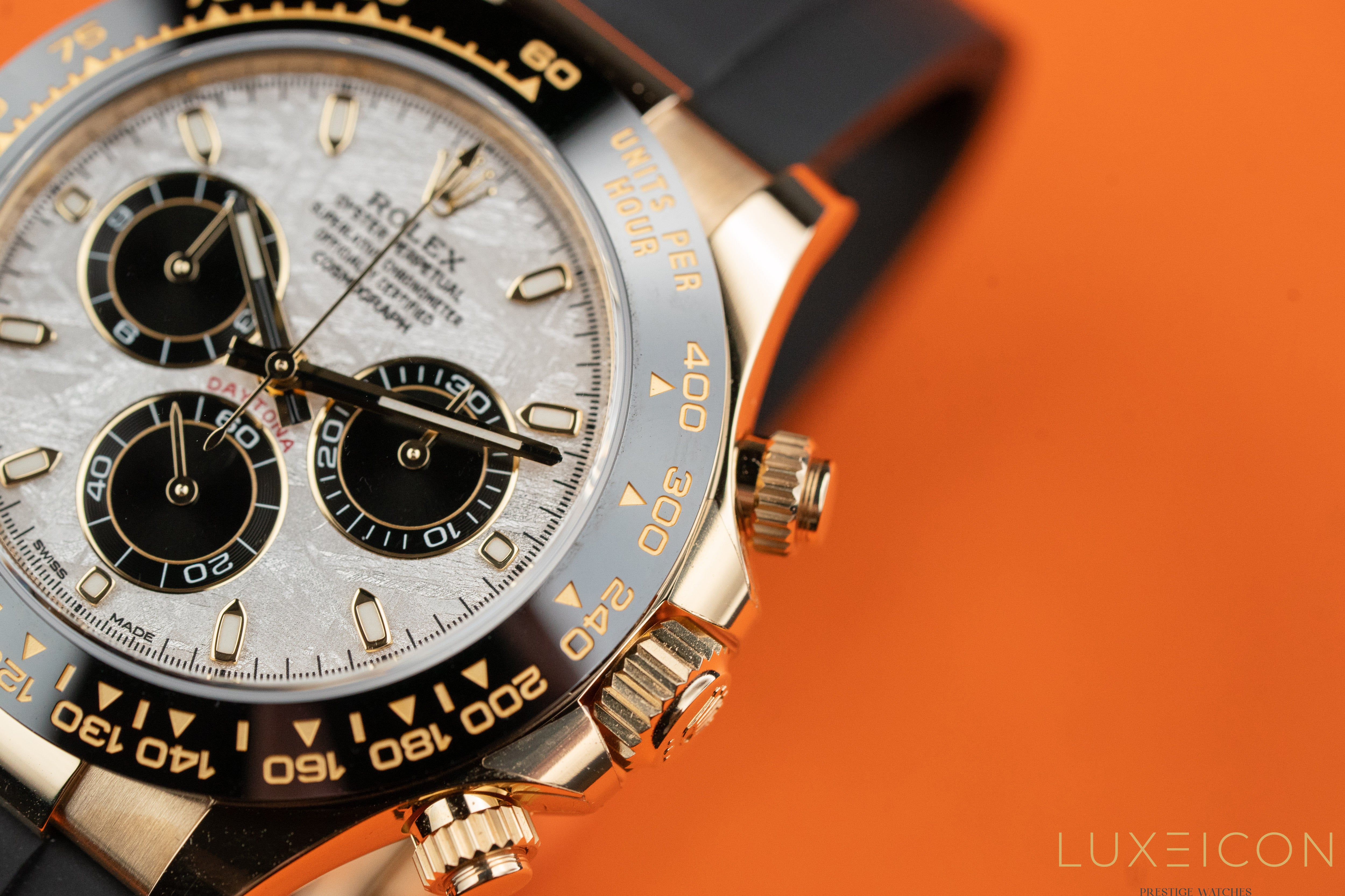 Rolex Cosmograph Daytona 116518LN 40mm Meteorite Dial Yellow Gold Oysterflex