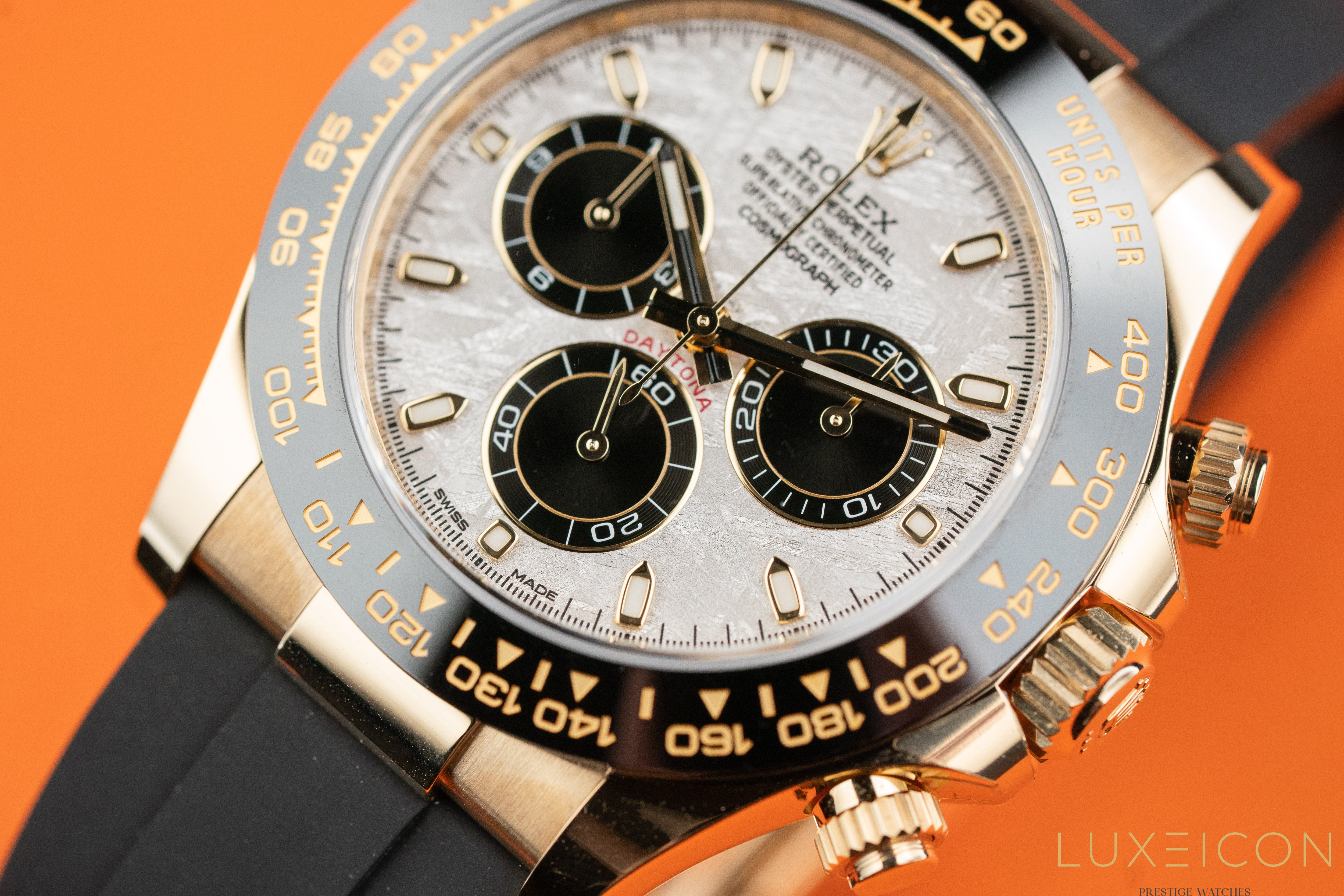 Rolex Cosmograph Daytona 116518LN 40mm Meteorite Dial Yellow Gold Oysterflex