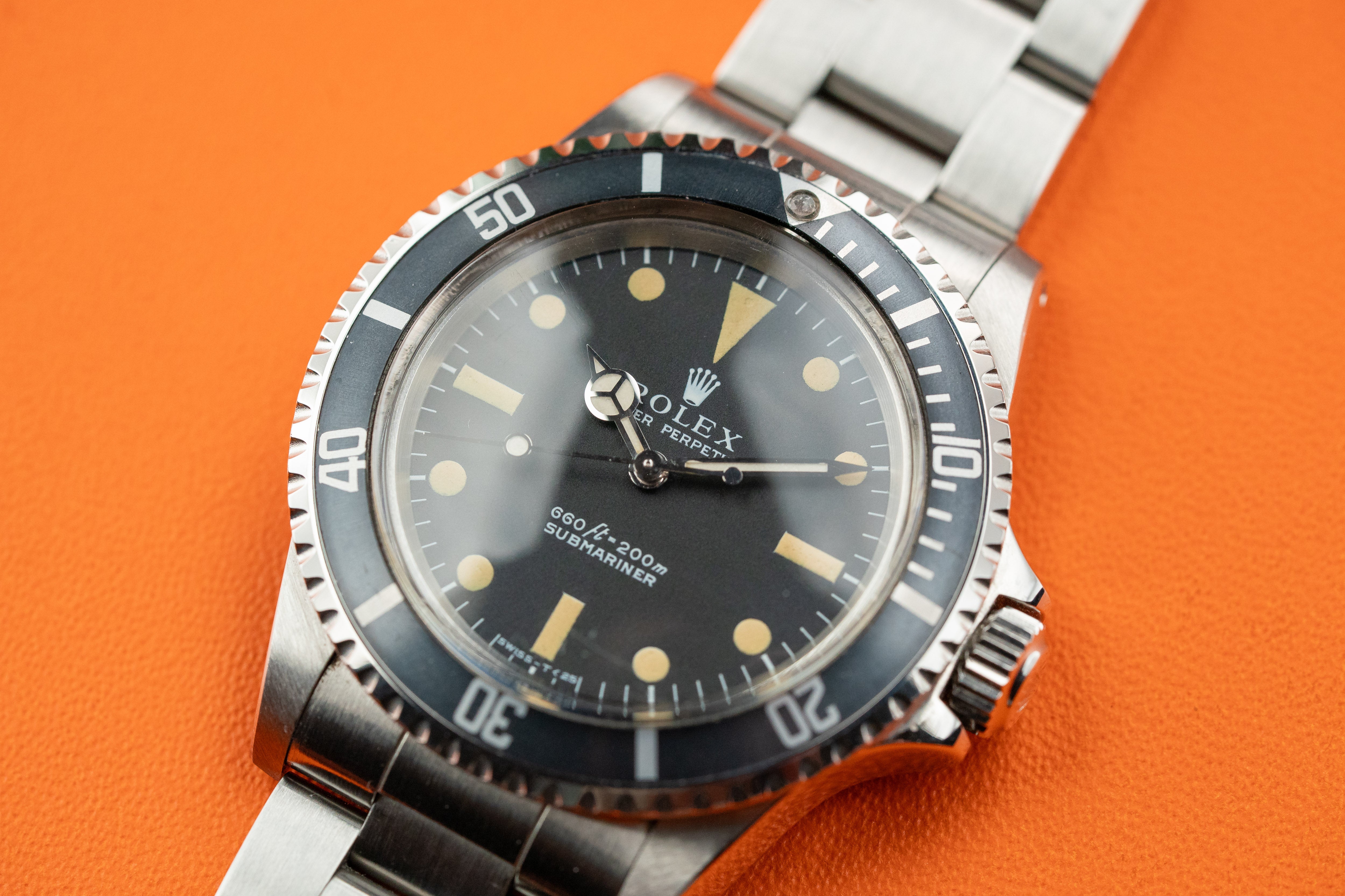 Rolex Submariner No Date 5513 Original Matte Patina Dial Fading Bezel Full Set 1971