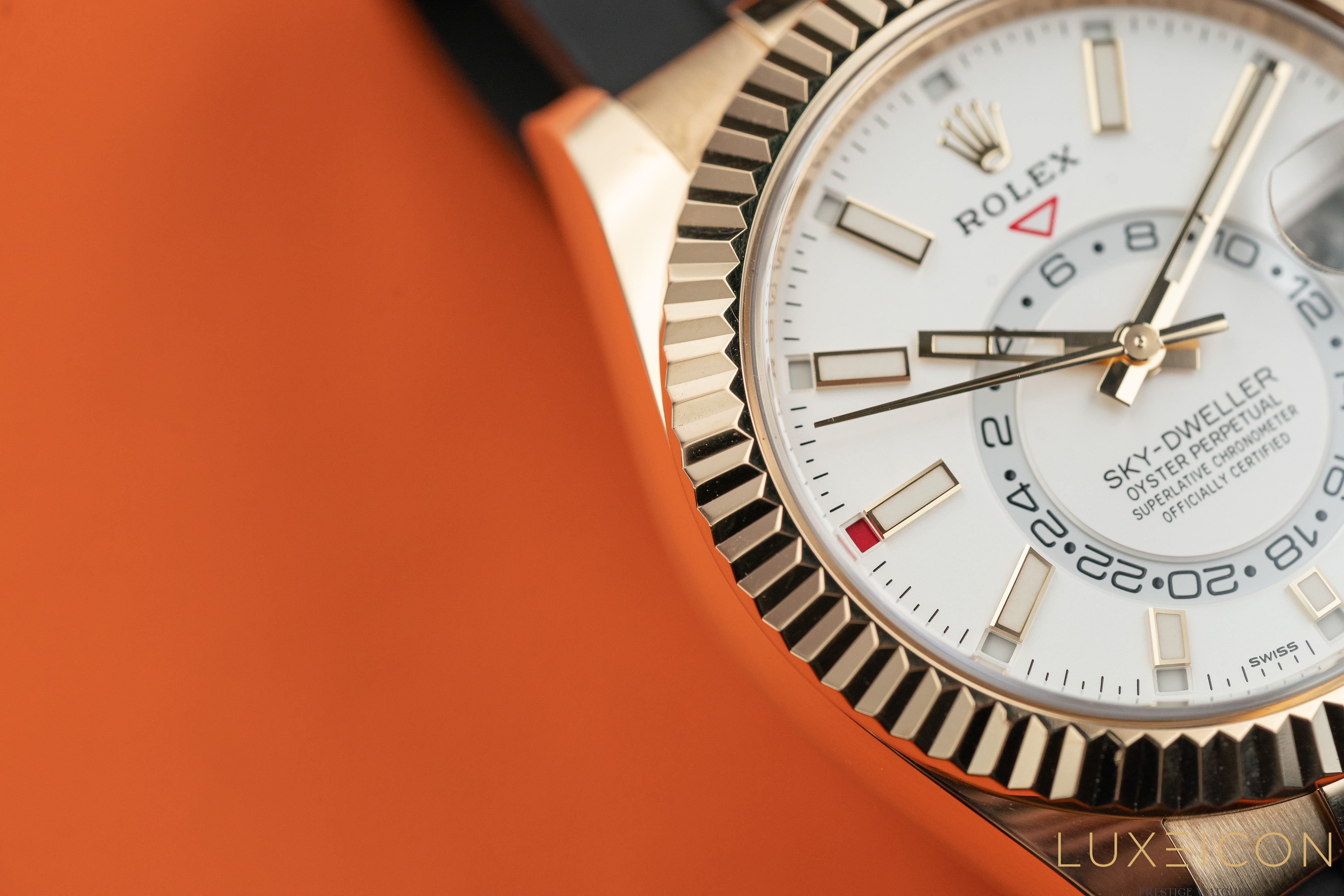 Rolex Sky-Dweller 326238 Yellow Gold 42mm White Dial Oysterflex