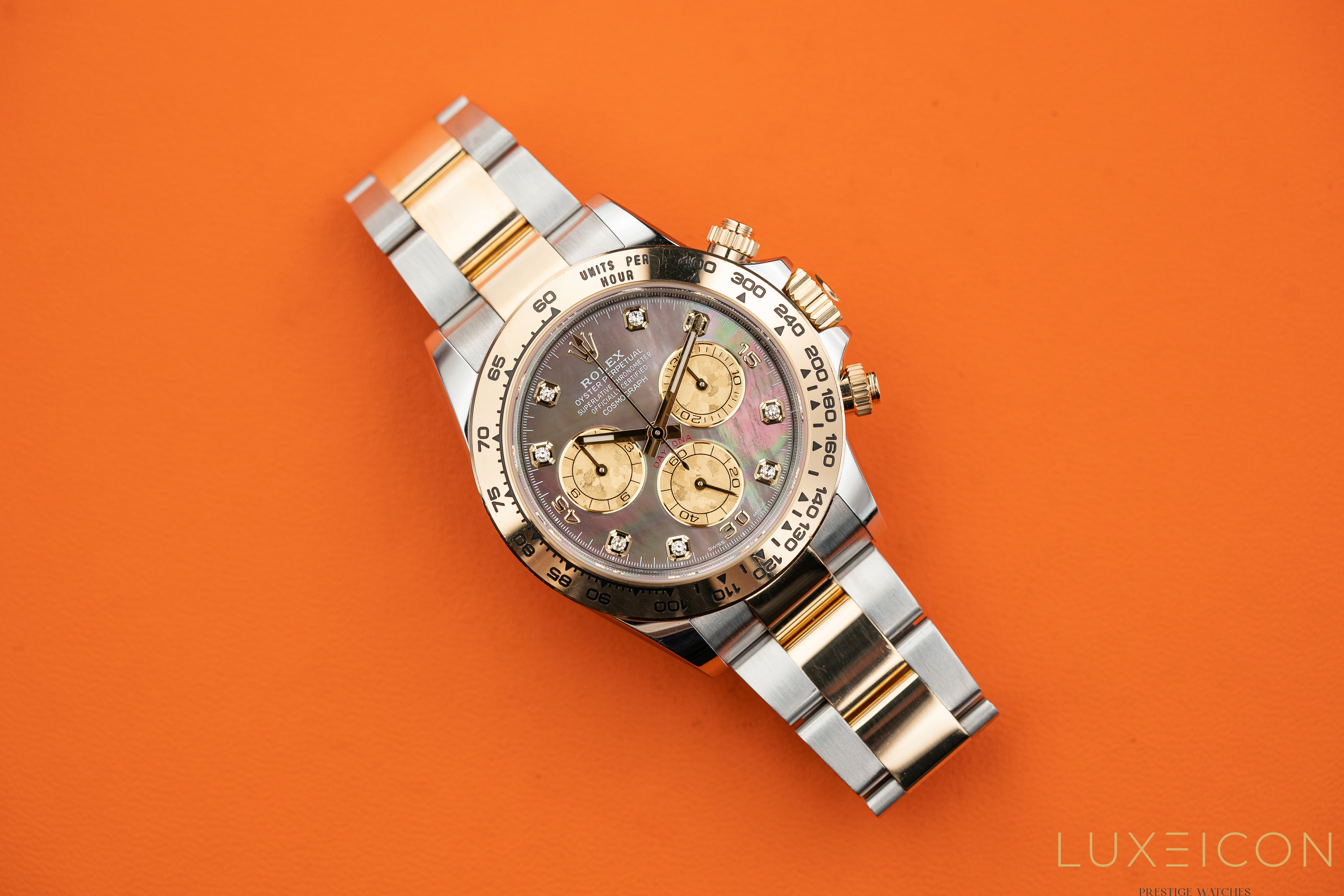 Rolex Daytona 116503 Black Mother of Pearl (MOP) Diamond Tahitian Dial Two Tone Yellow Gold 2022