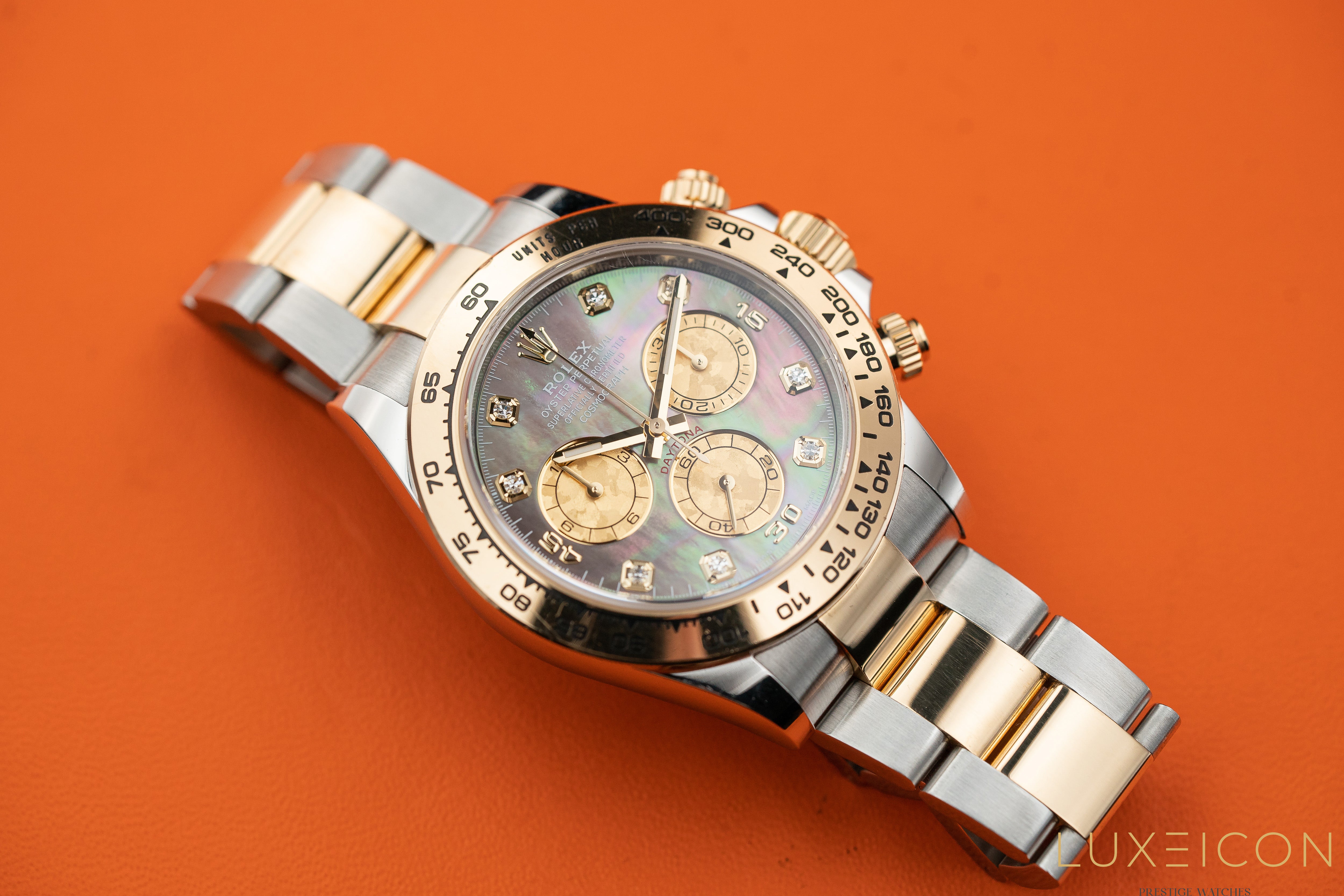 Rolex Daytona 116503 Black Mother of Pearl (MOP) Diamond Tahitian Dial Two Tone Yellow Gold 2022