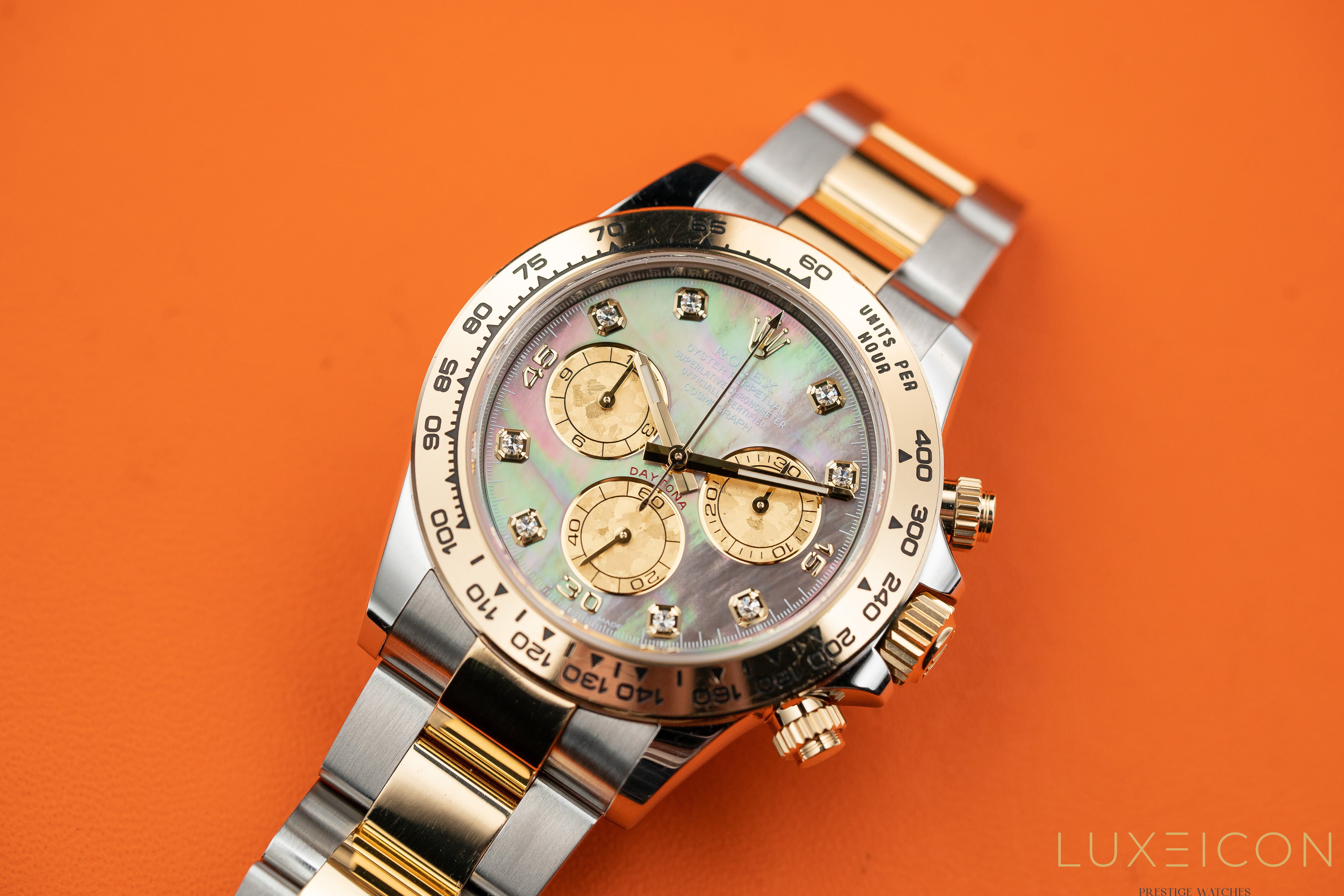 Rolex Daytona 116503 Black Mother of Pearl (MOP) Diamond Tahitian Dial Two Tone Yellow Gold 2022