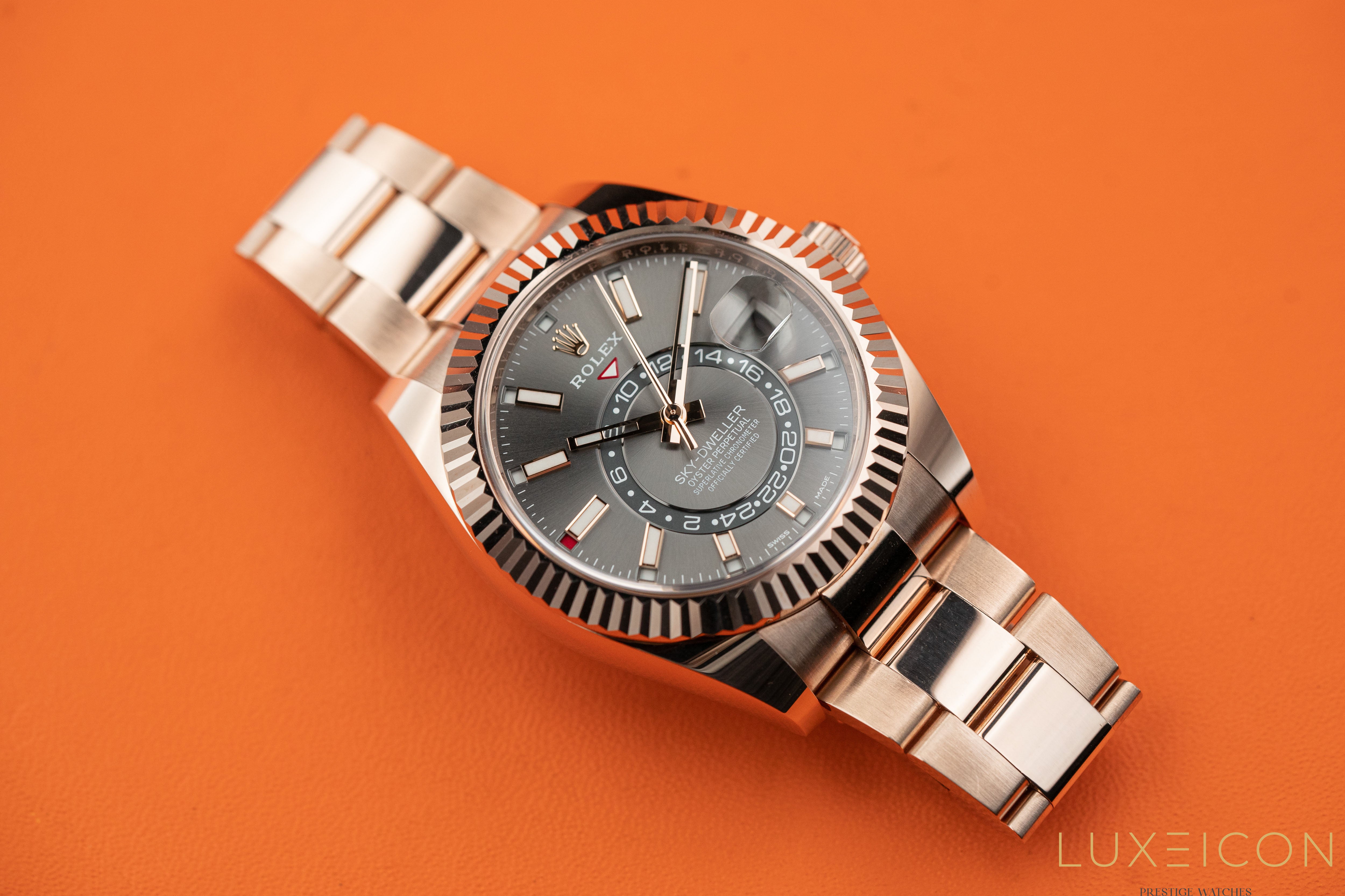 Rolex Sky-Dweller 42mm 18k Rose Gold Rhodium Index Dial Oyster 326935