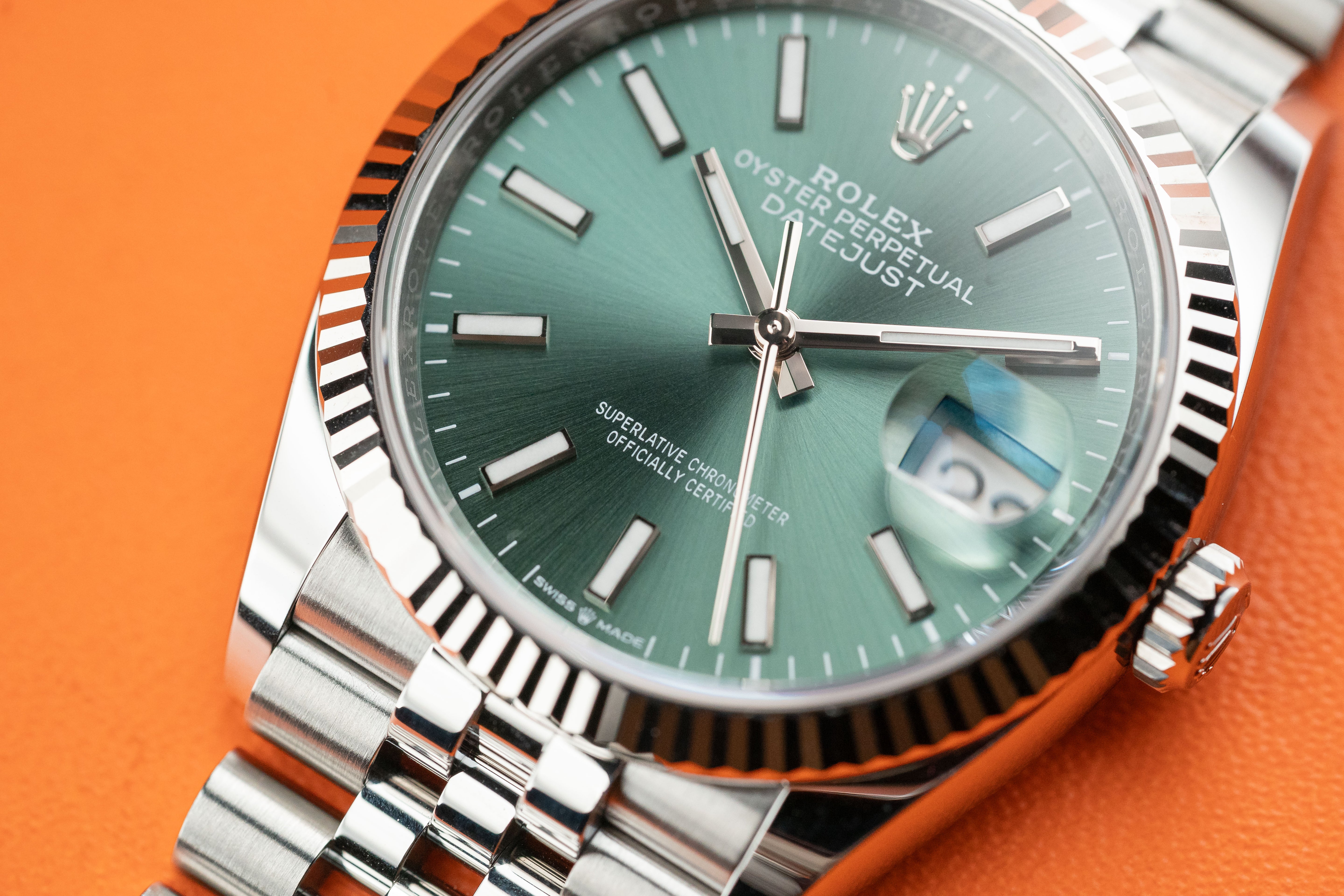 Rolex Datejust 36mm Mint Green Dial Steel Fluted Bezel Jubilee 126234 2024