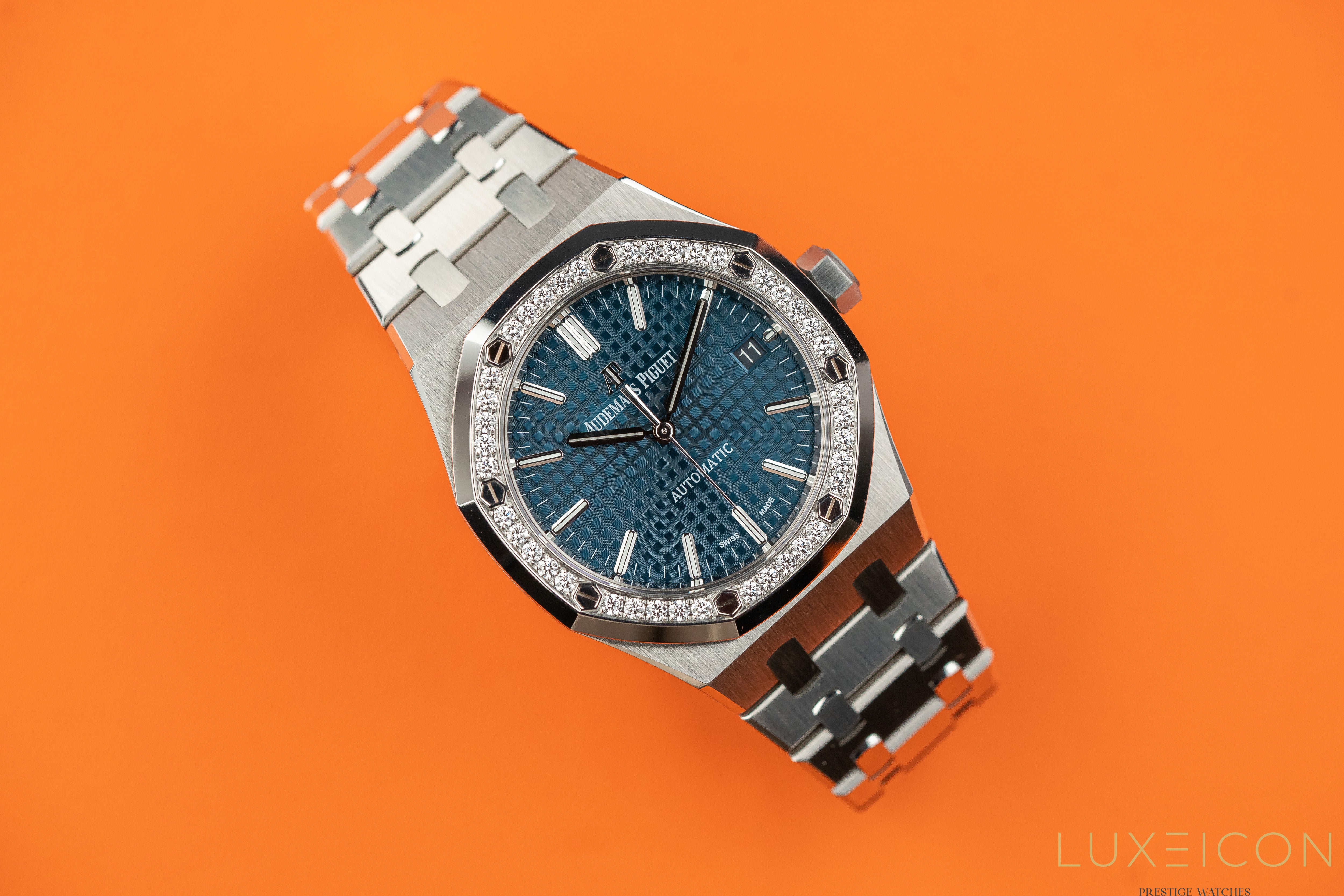 Audemars Piguet Royal Oak 37mm Steel Blue Dial Diamond Bezel 15451ST 2019